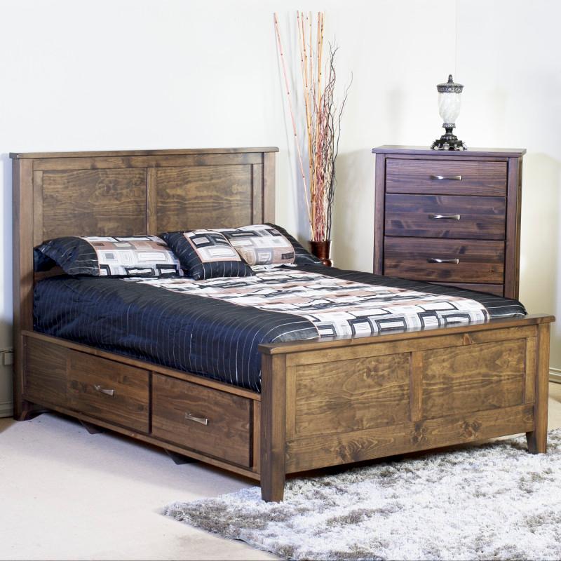 Mako Solid Wood Furniture Scarlet 4100-ST Queen Panel Bed with Storage IMAGE 1