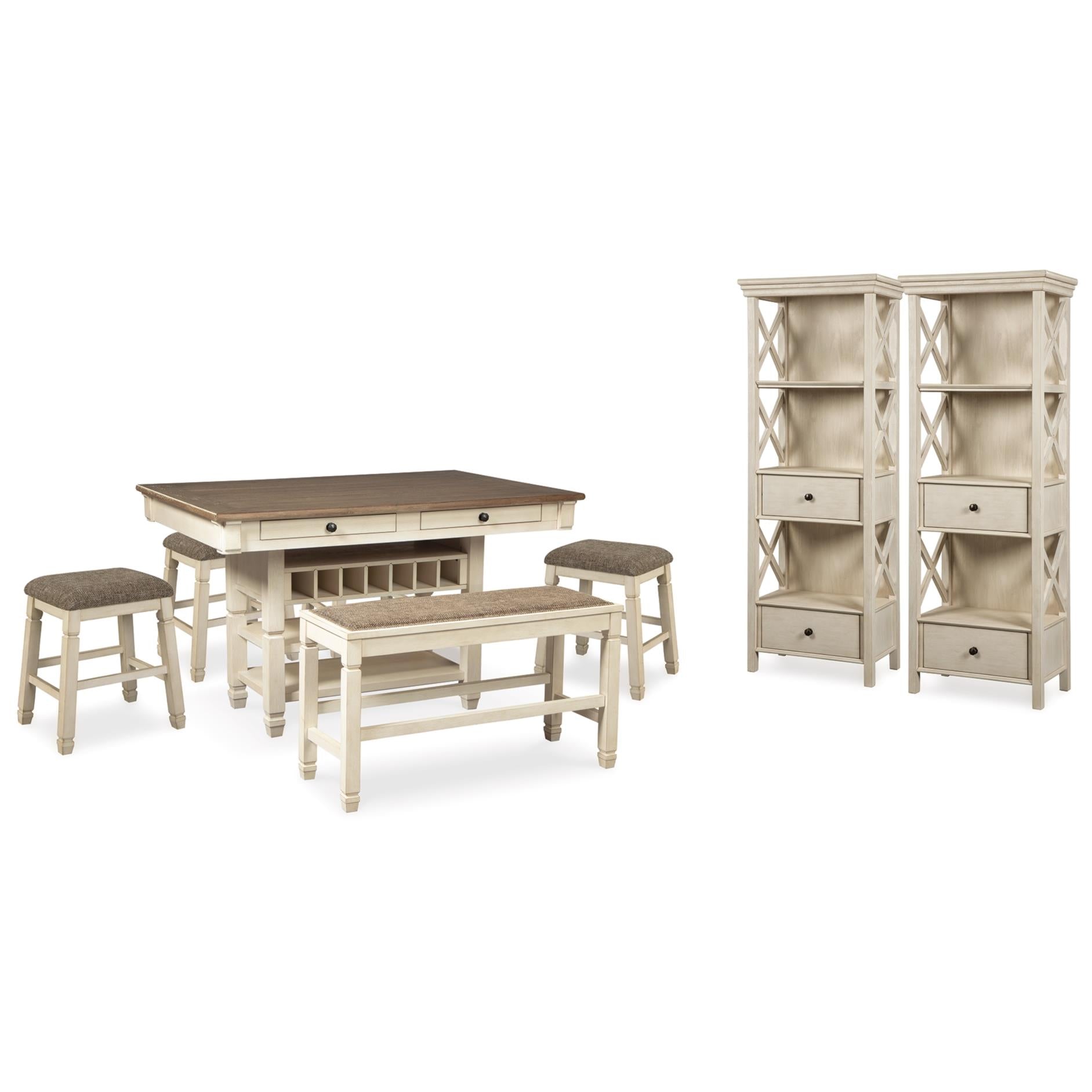 Signature Design by Ashley Bolanburg D647D29 8 pc Counter Height Dining Set IMAGE 1