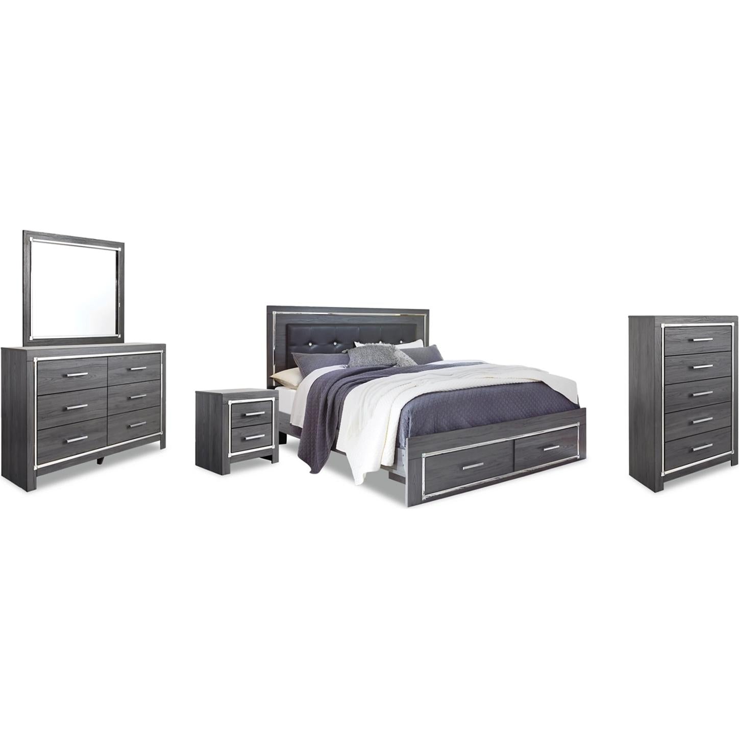Signature Design by Ashley Lodanna B214B25 7 pc King Panel Storage Bedroom Set IMAGE 1