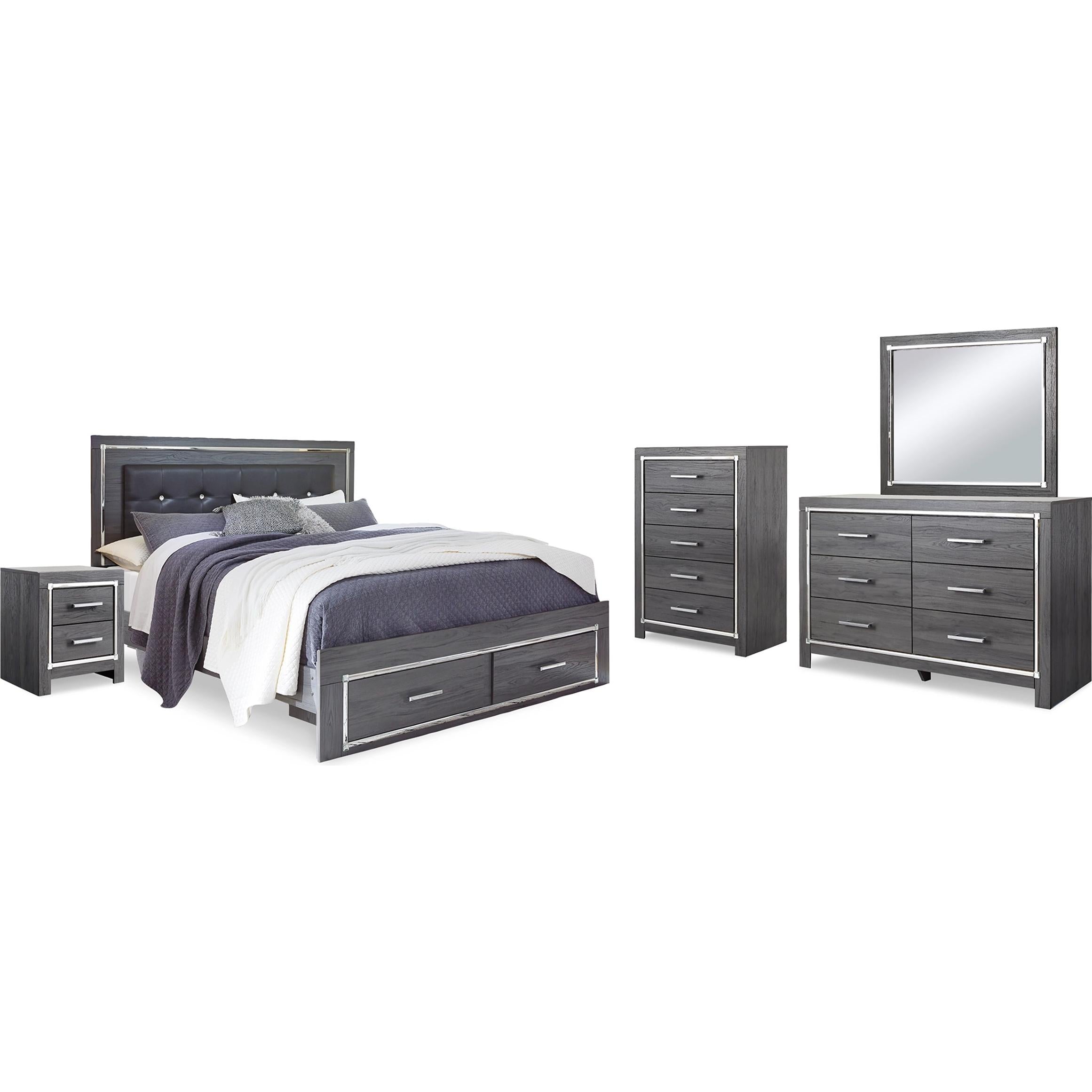 Signature Design by Ashley Lodanna B214B32 7 pc King Panel Storage Bedroom Set IMAGE 1