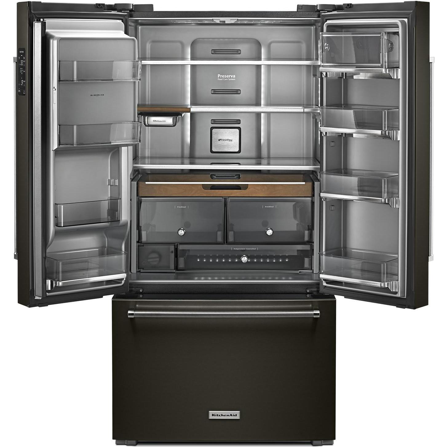KitchenAid 36-inch, 23.8 cu. ft. Counter-Depth French 3-Door Refrigerator with Ice and Water KRFC704FBS IMAGE 2