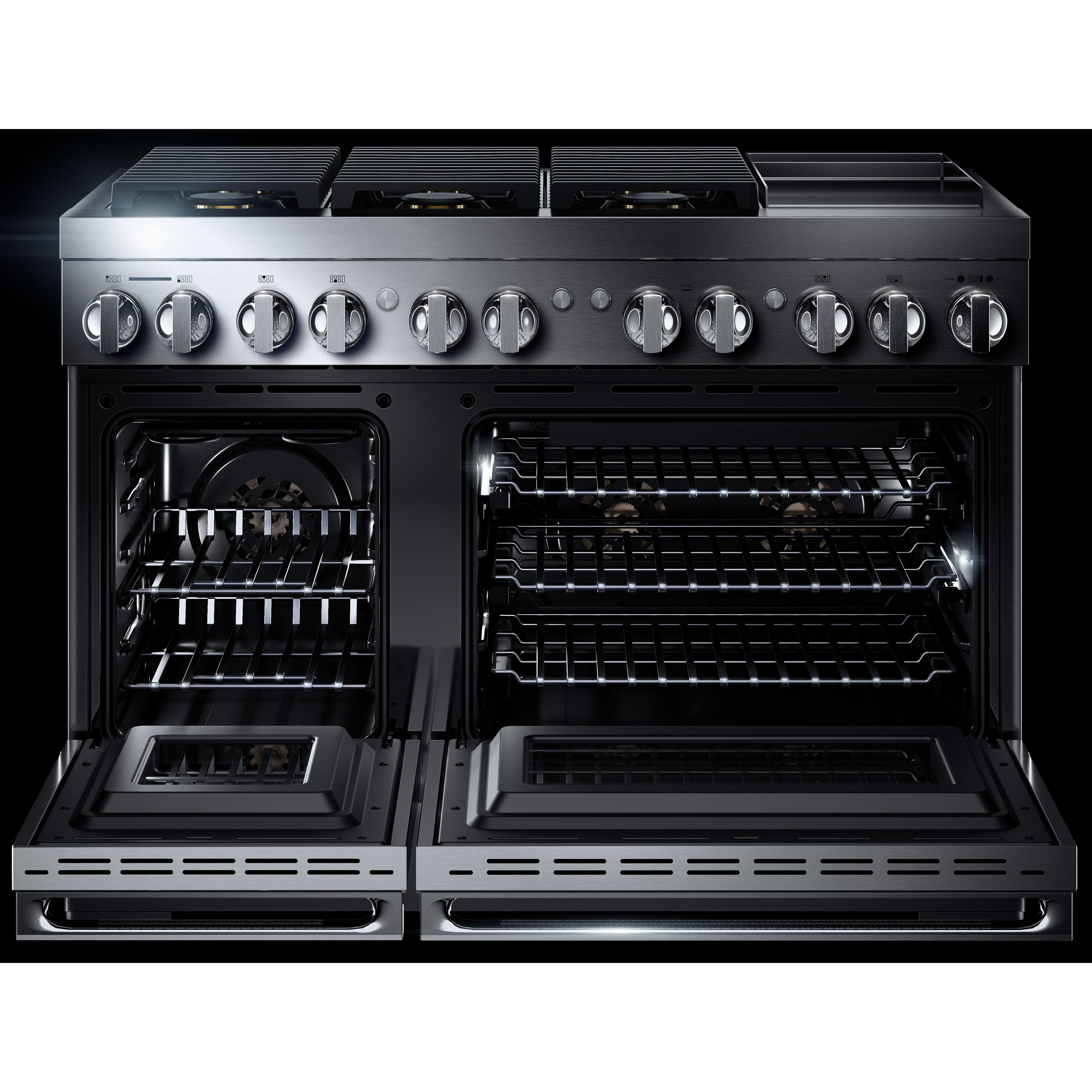 JennAir Noir 48-inch Professional-Style Dual-Fuel Range with Chrome-Infused Griddle JDRP548HM IMAGE 2