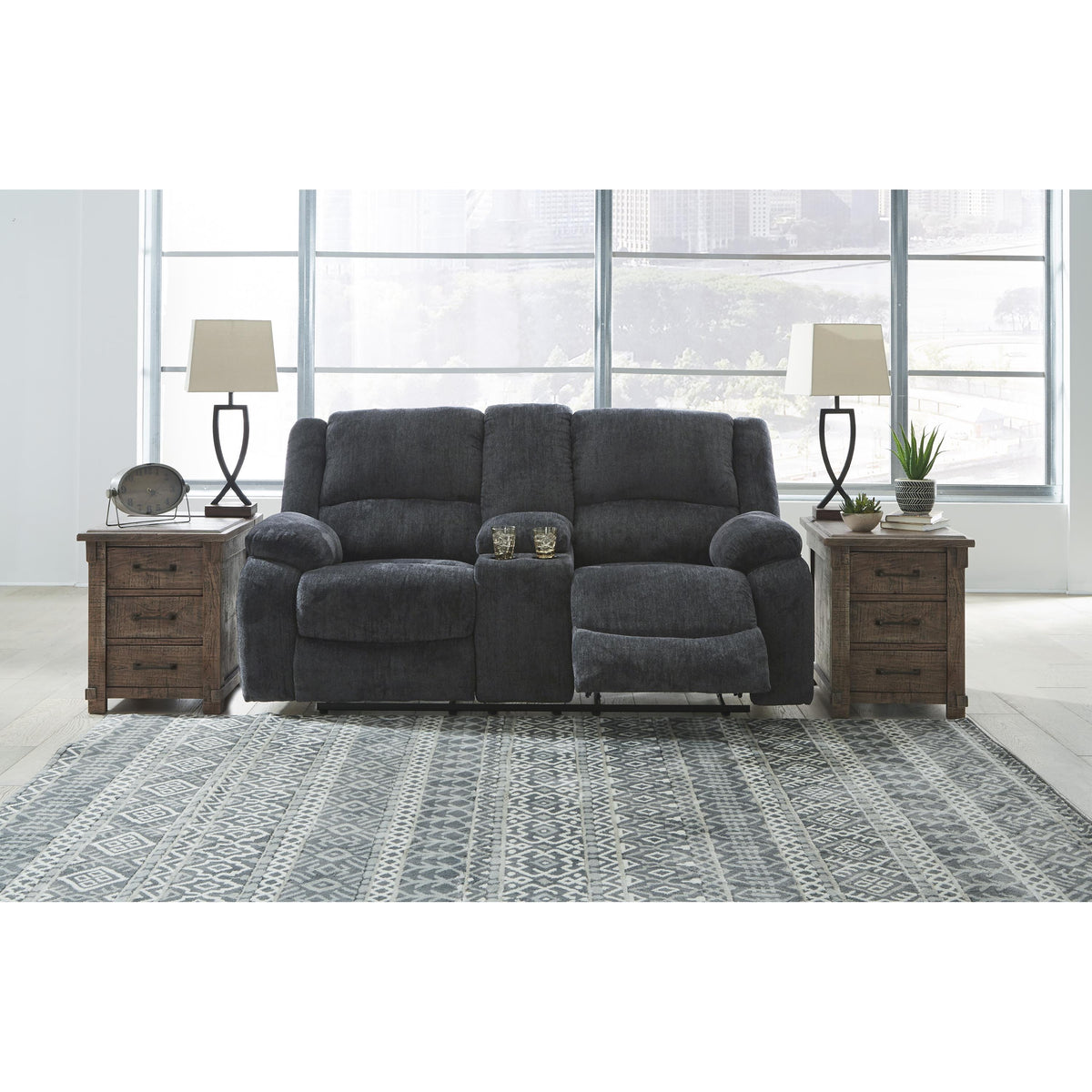 Signature Design by Ashley Draycoll 7650496 Double Reclining Power Loveseat with Console IMAGE 4