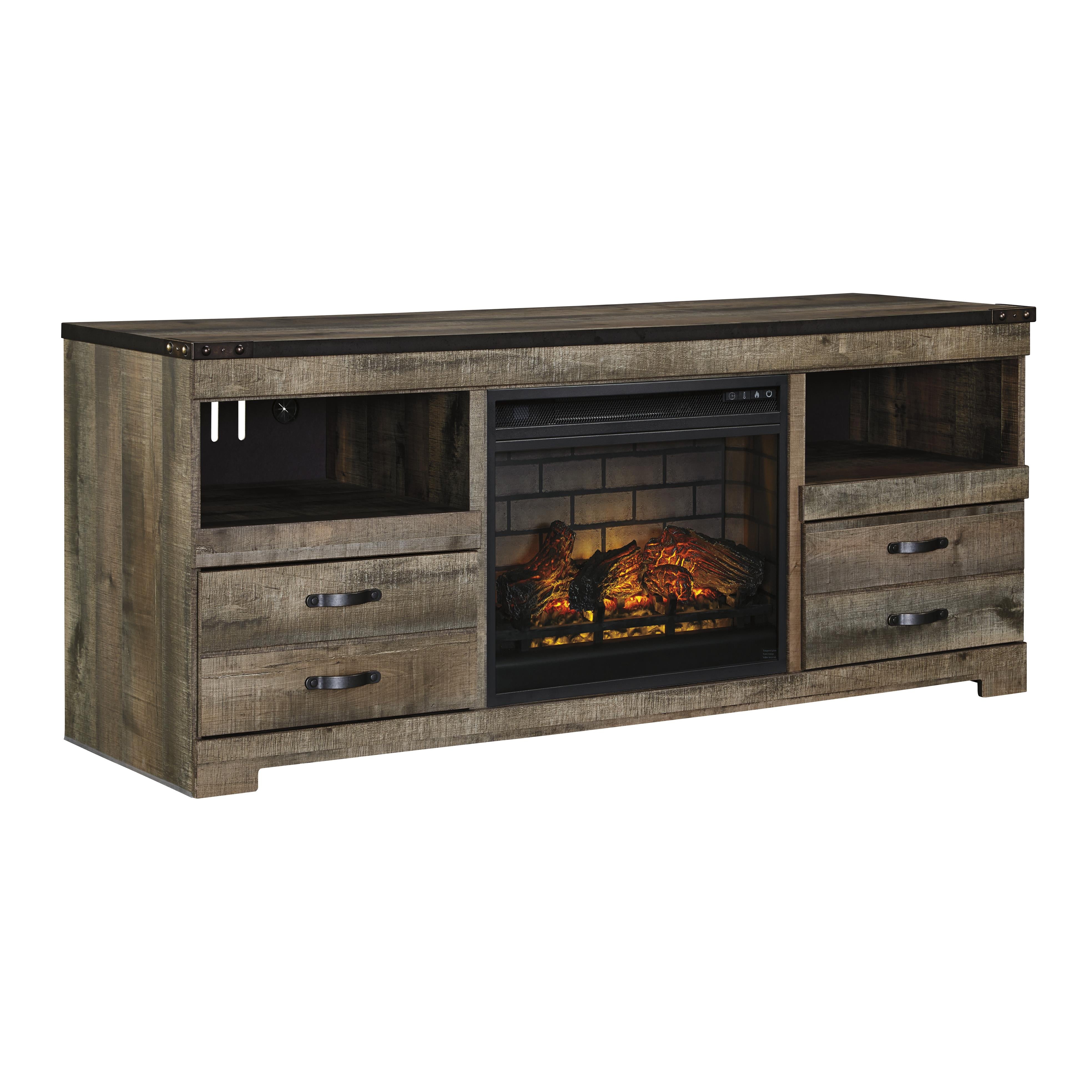 Signature Design by Ashley Trinell W446W9 63" TV Stand with Electric Fireplace IMAGE 1