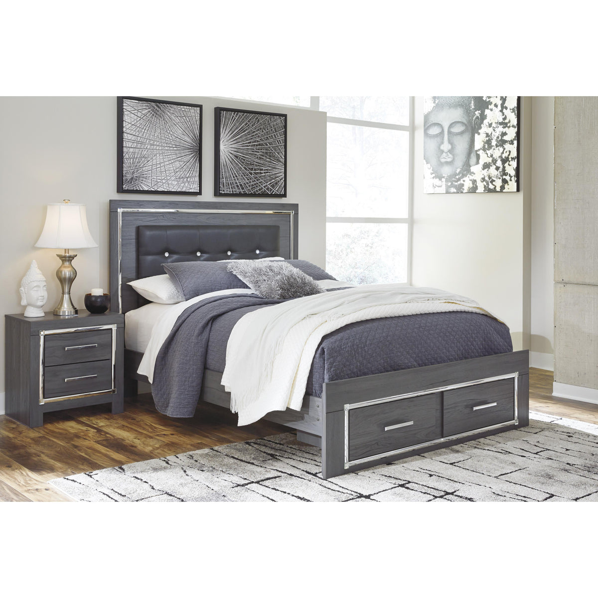 Signature Design by Ashley Lodanna B214B12 Queen Panel Bed with 2 Storage Drawers IMAGE 1