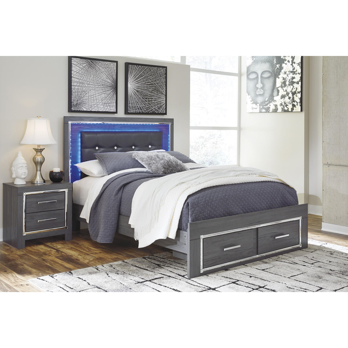 Signature Design by Ashley Lodanna B214B12 Queen Panel Bed with 2 Storage Drawers IMAGE 2