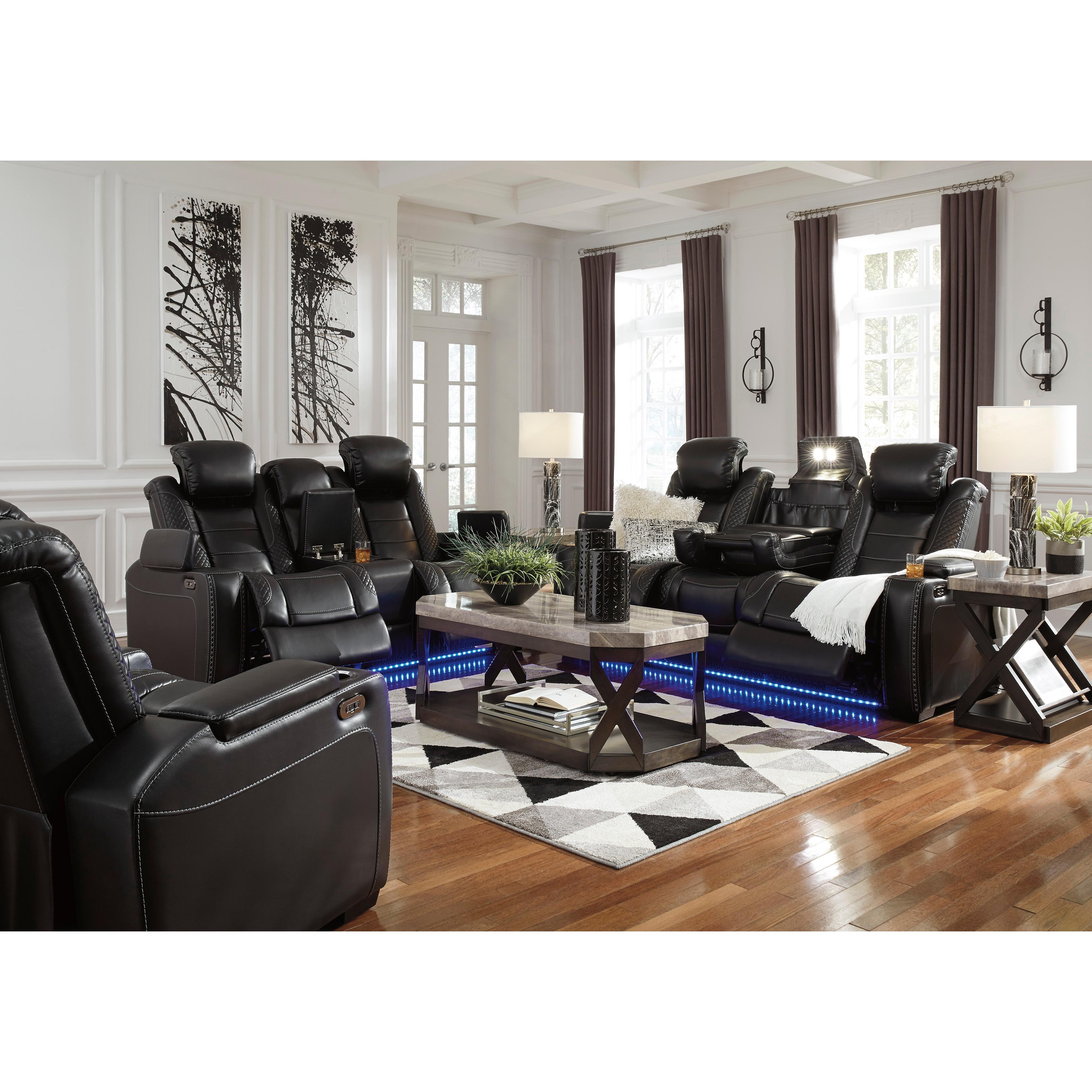 Signature Design by Ashley Party Time 3700318C Power Reclining Loveseat w/ Console and ADJ Headrest IMAGE 20