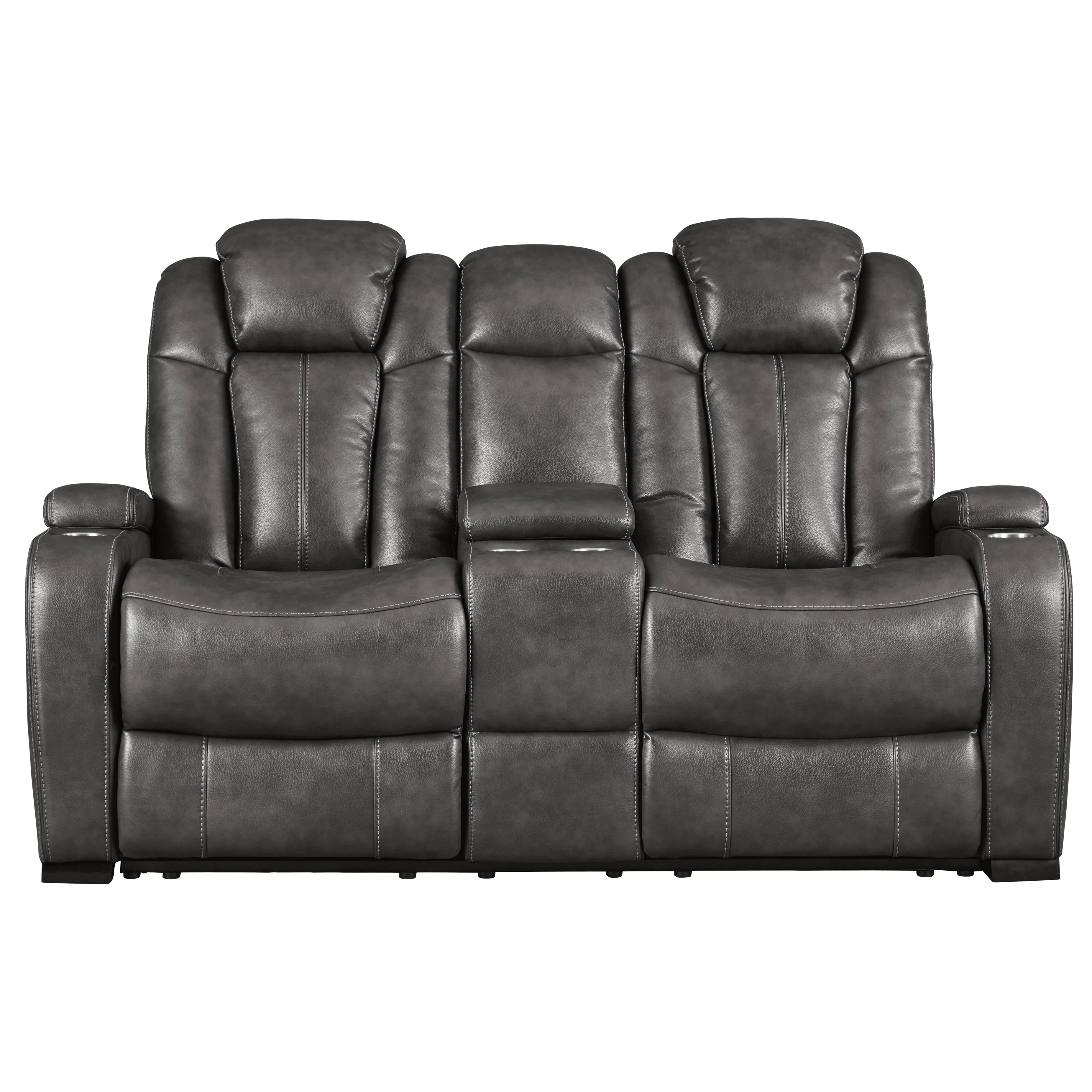 Signature Design by Ashley Turbulance 8500118C Power Reclining Loveseat w/ Console and ADJ Headrest IMAGE 1