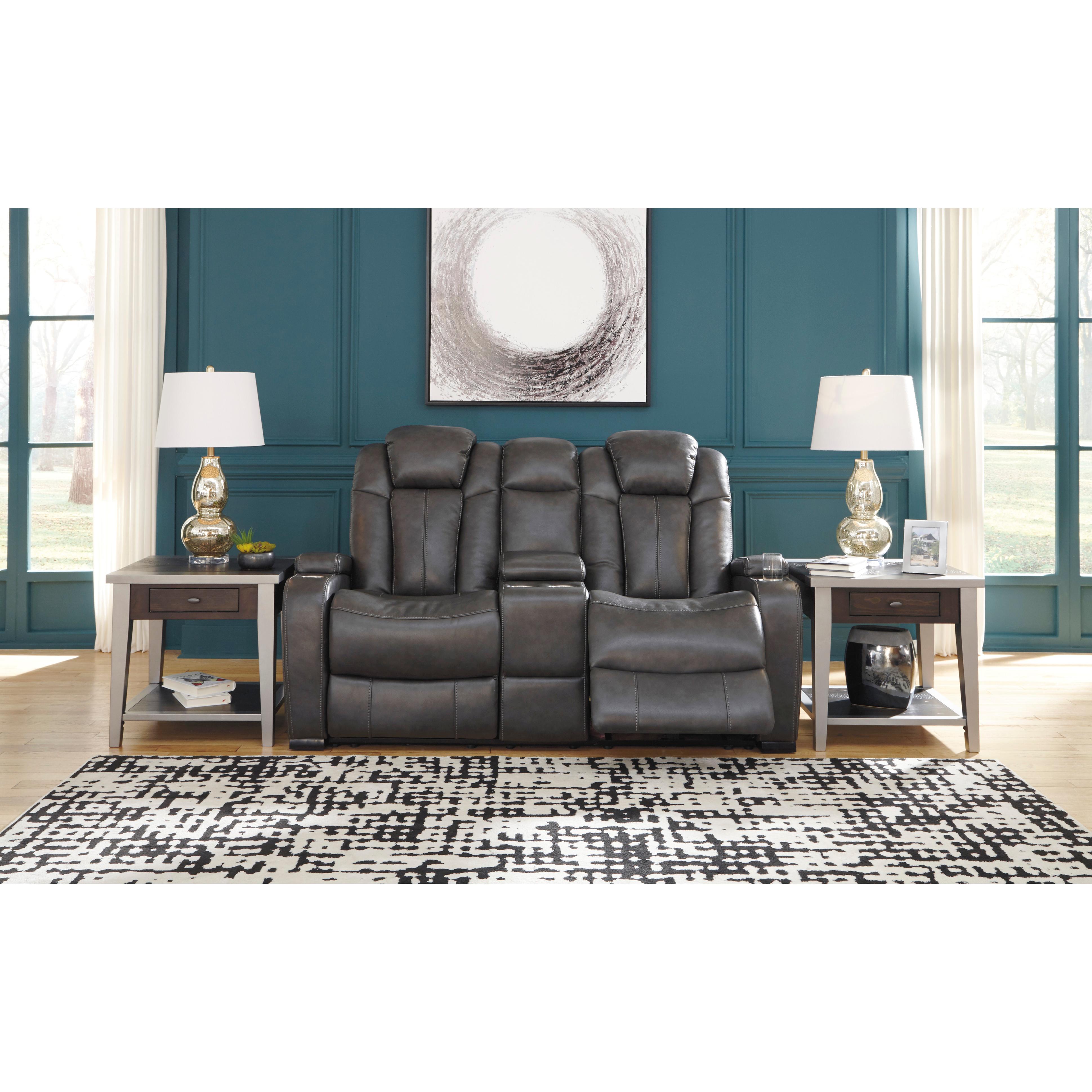 Signature Design by Ashley Turbulance 8500118C Power Reclining Loveseat w/ Console and ADJ Headrest IMAGE 5
