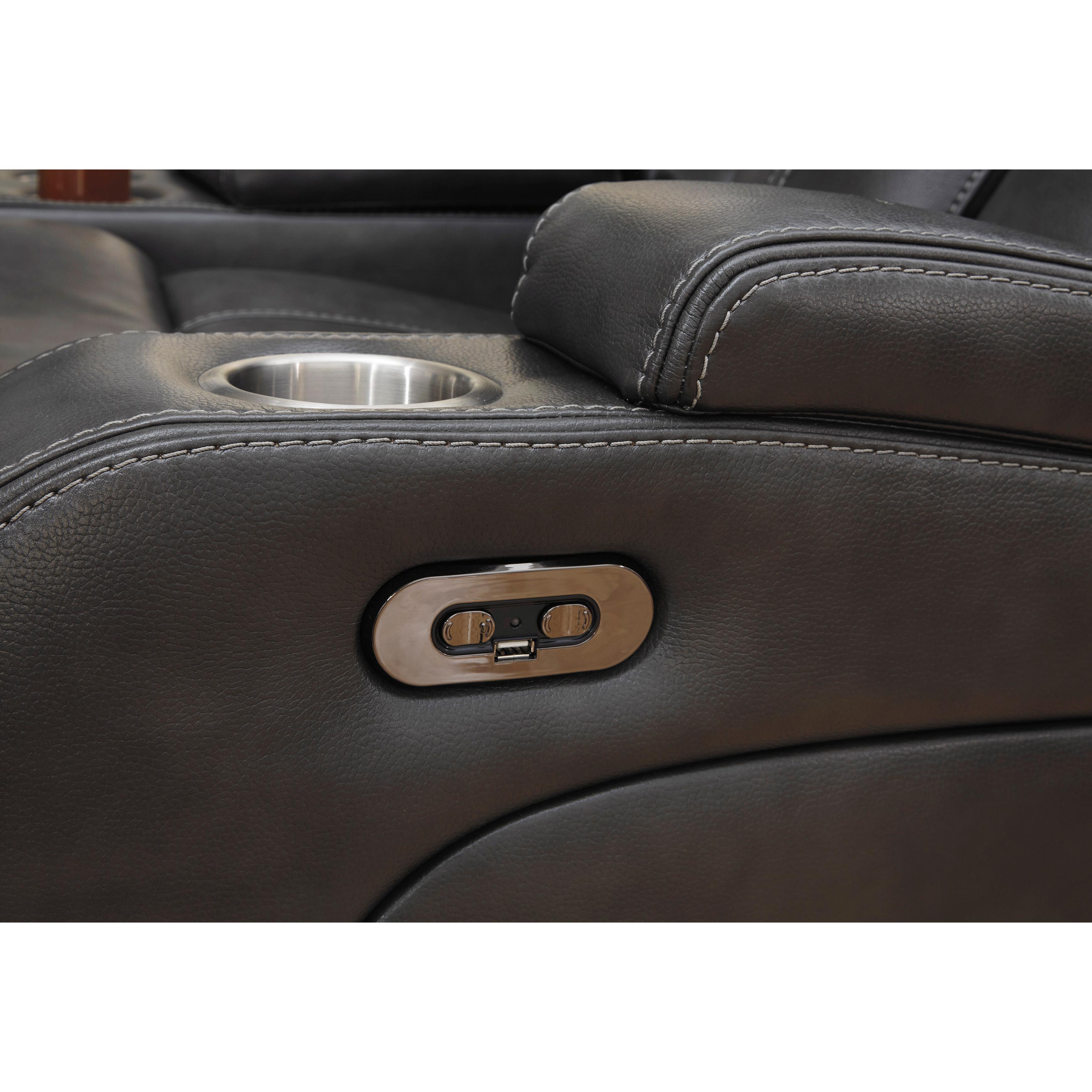 Signature Design by Ashley Turbulance 8500118C Power Reclining Loveseat w/ Console and ADJ Headrest IMAGE 8