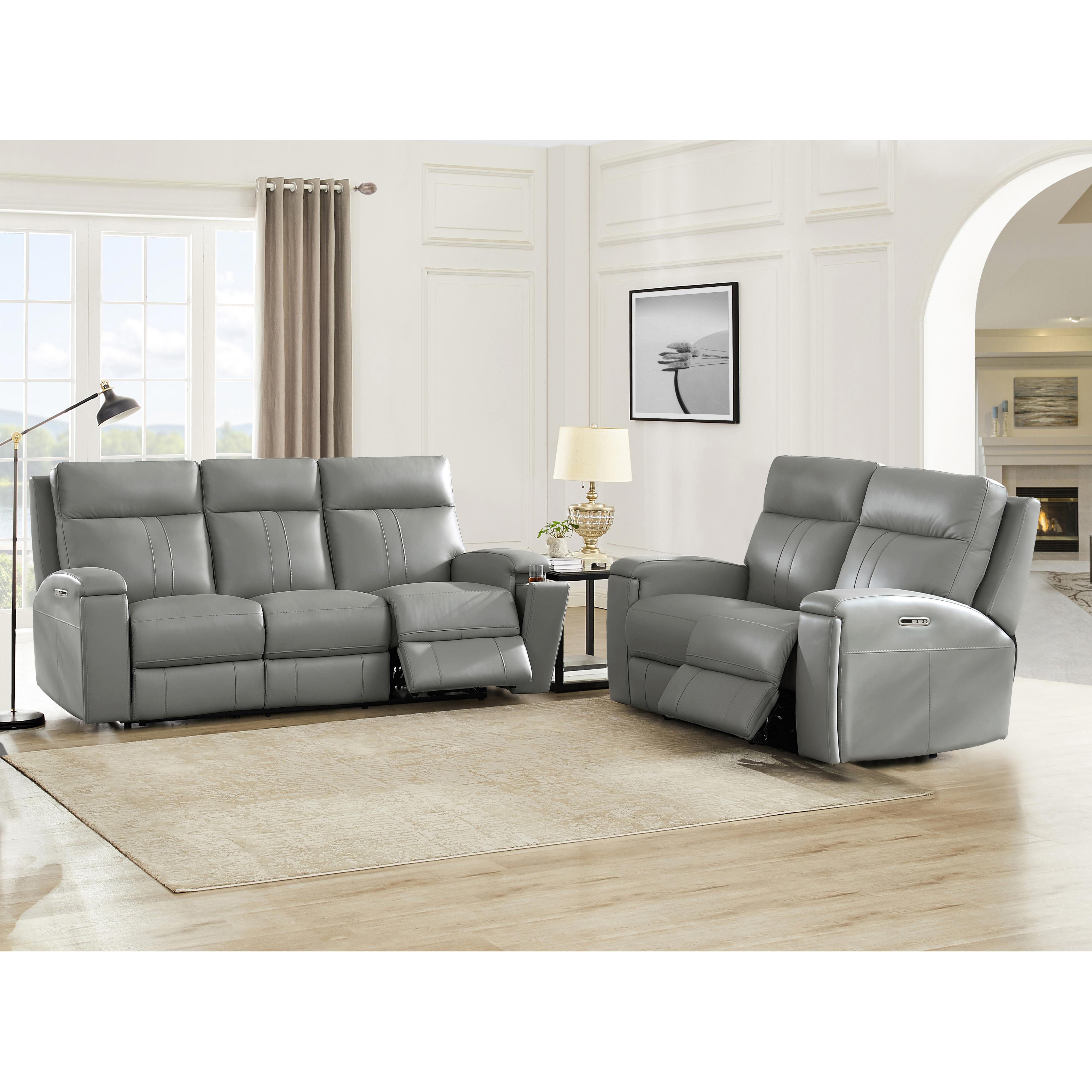 Amax Leather Sullivan 7076W-20P2Z-2517 Power Reclining Zero Grav. Loveseat - Silver Gray IMAGE 4