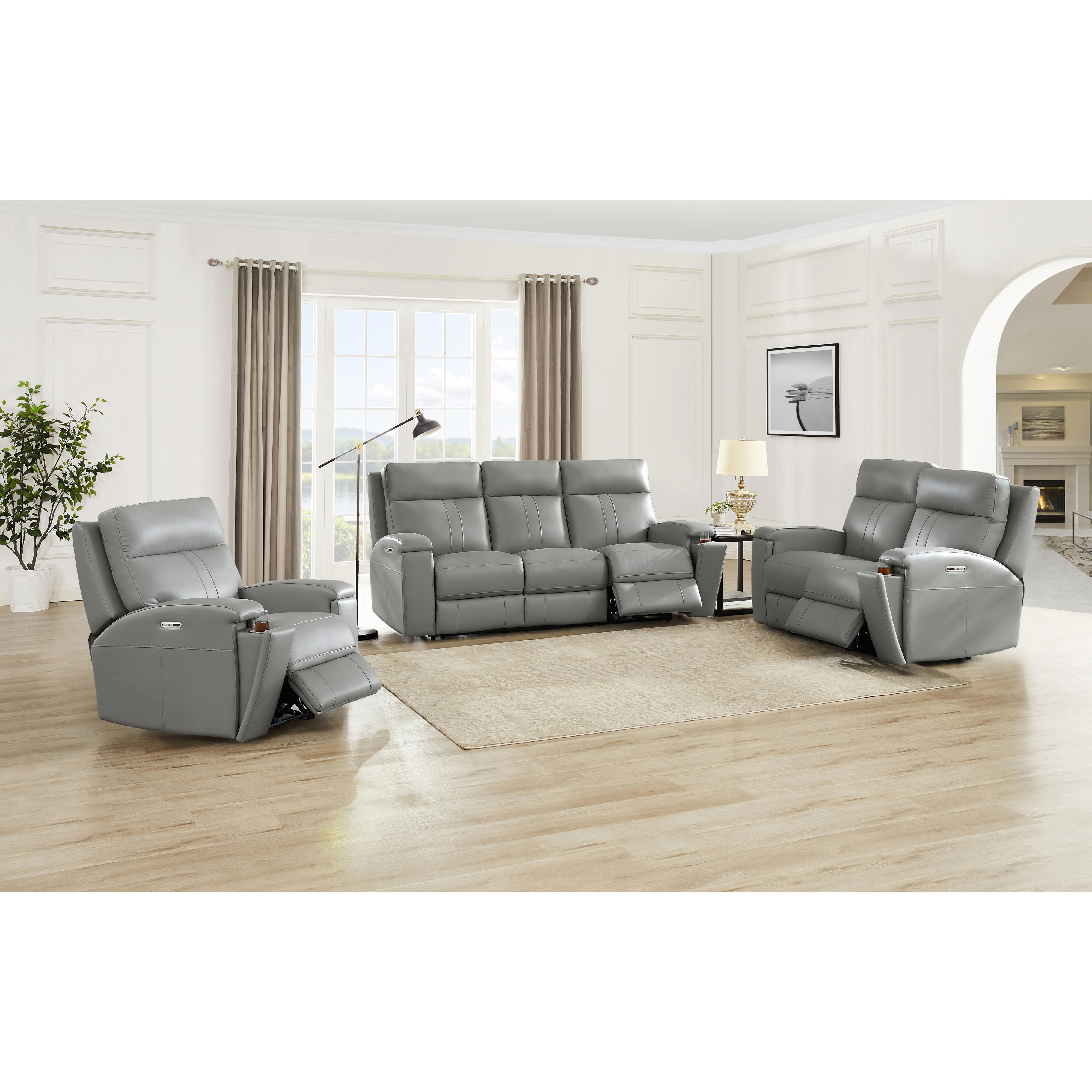 Amax Leather Sullivan 7076W-20P2Z-2517 Power Reclining Zero Grav. Loveseat - Silver Gray IMAGE 7