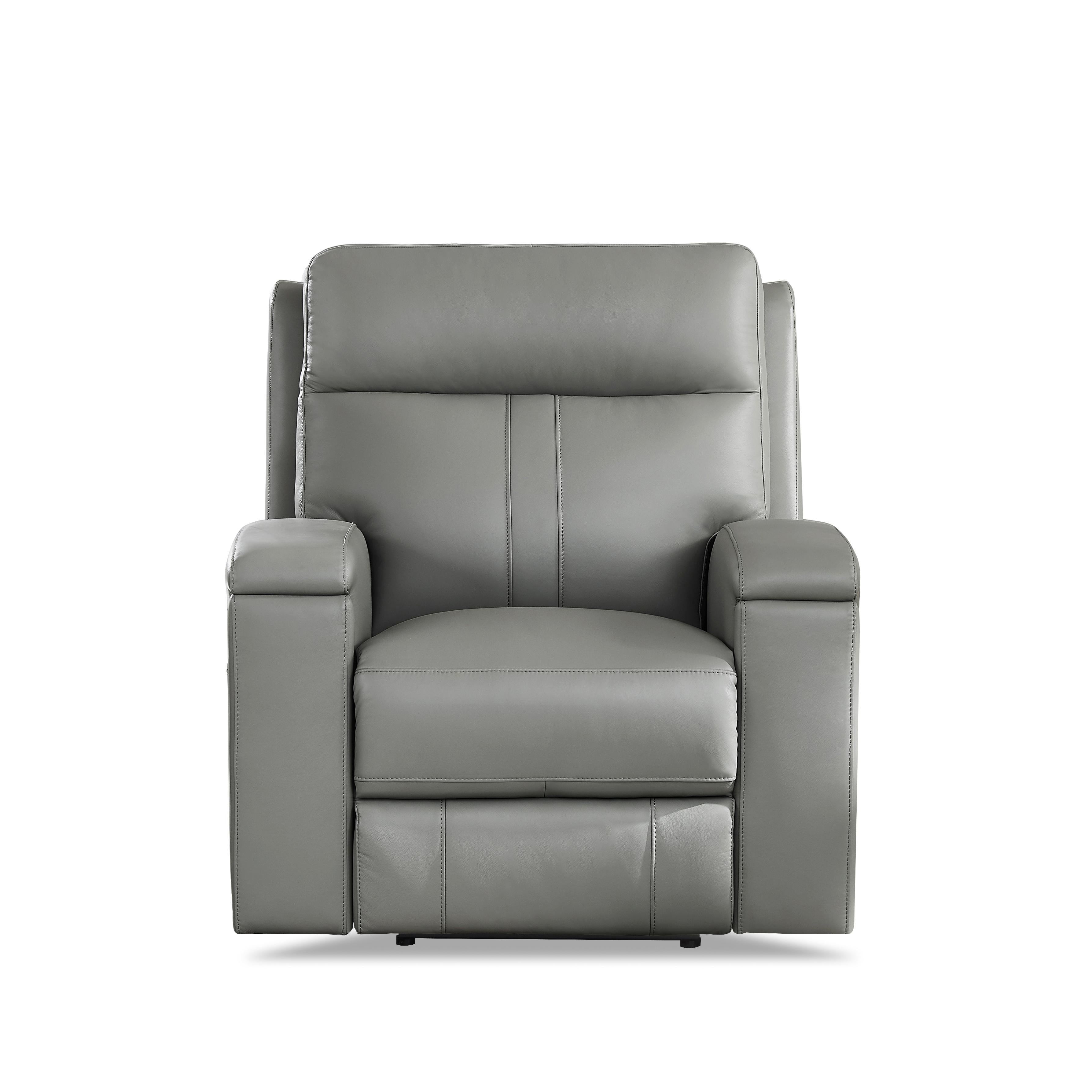 Amax Leather Sullivan 7076W-10P2Z-2517 Power Zero Grav. Recliner - Silver Gray IMAGE 1