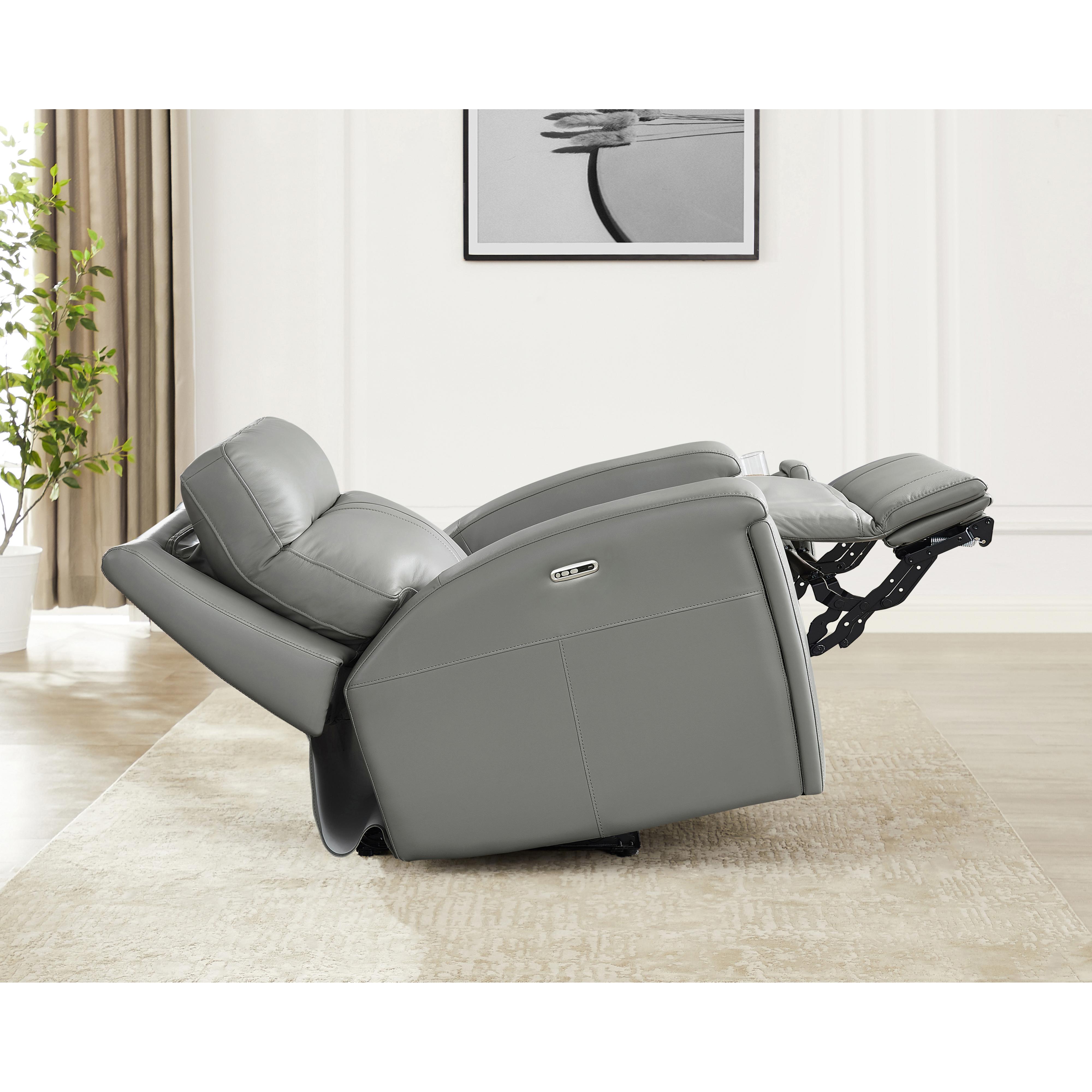 Amax Leather Sullivan 7076W-10P2Z-2517 Power Zero Grav. Recliner - Silver Gray IMAGE 4