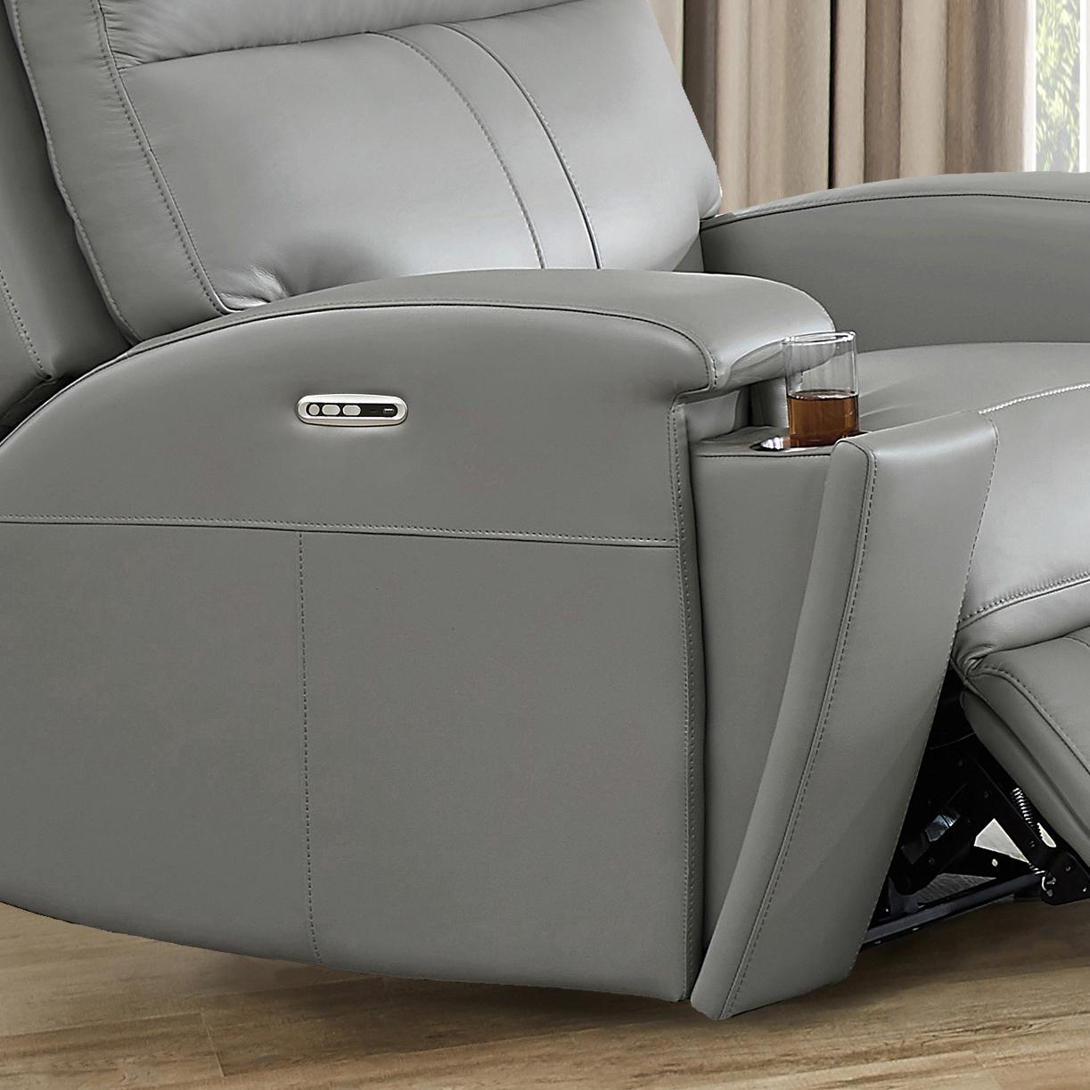 Amax Leather Sullivan 7076W-10P2Z-2517 Power Zero Grav. Recliner - Silver Gray IMAGE 6