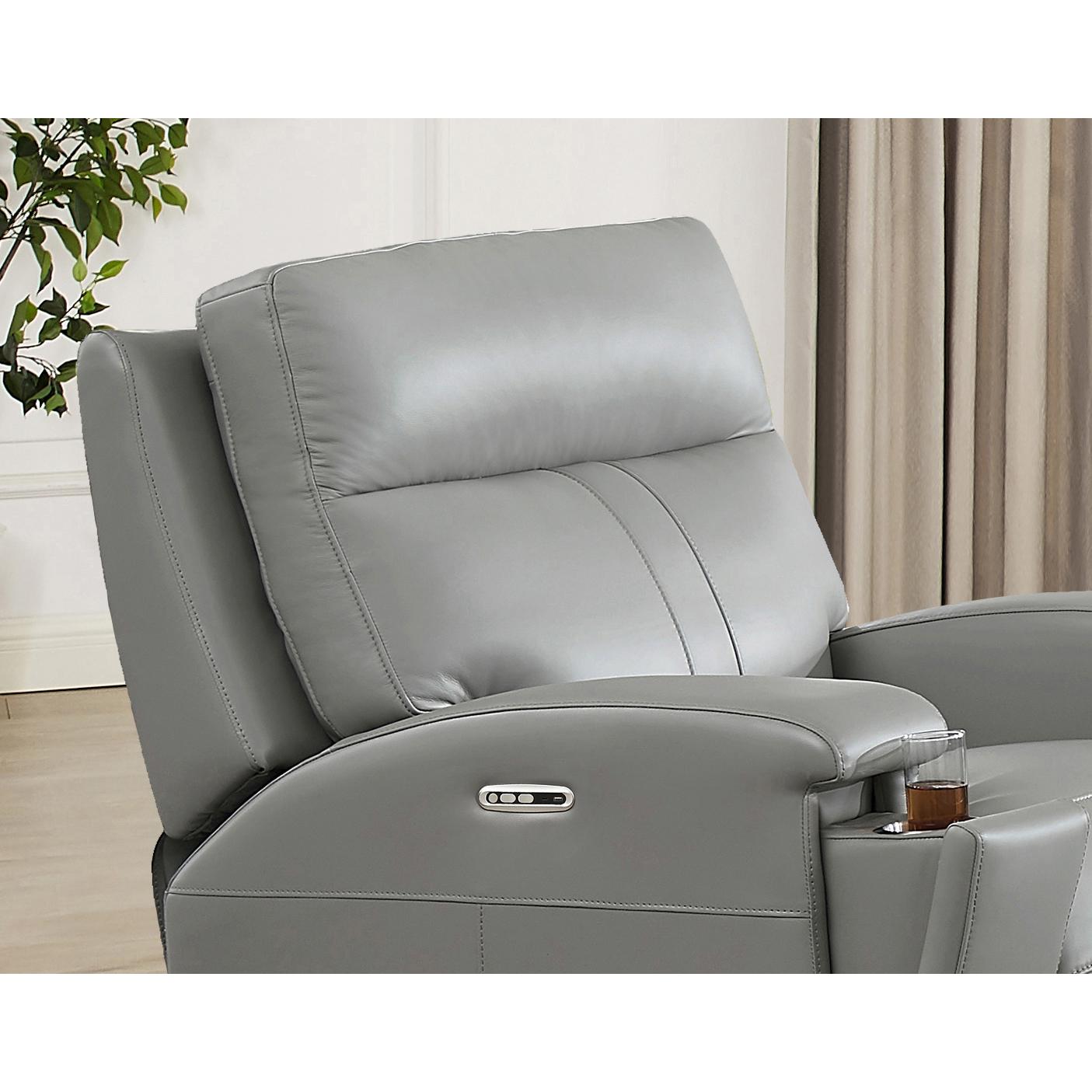 Amax Leather Sullivan 7076W-10P2Z-2517 Power Zero Grav. Recliner - Silver Gray IMAGE 7