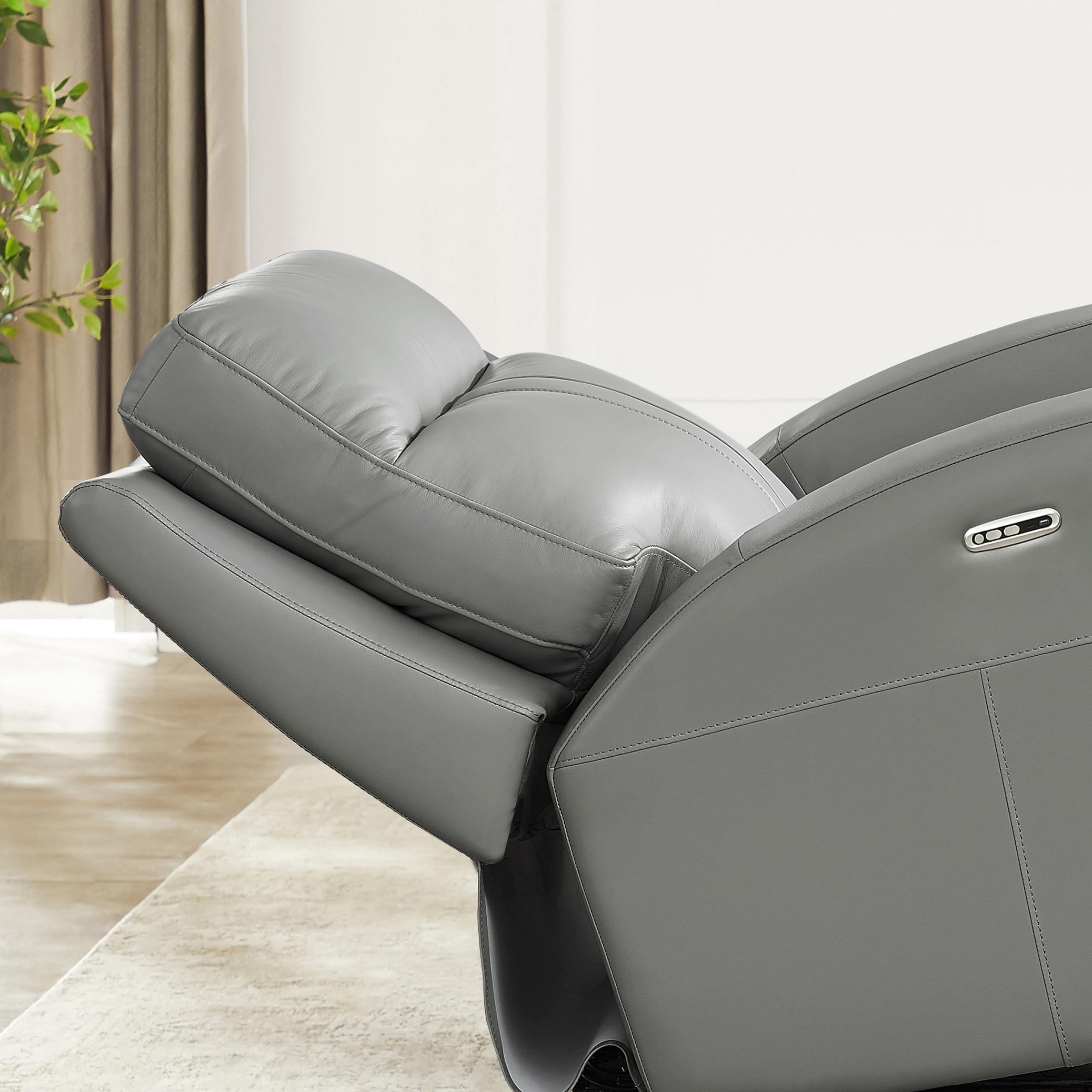 Amax Leather Sullivan 7076W-10P2Z-2517 Power Zero Grav. Recliner - Silver Gray IMAGE 8