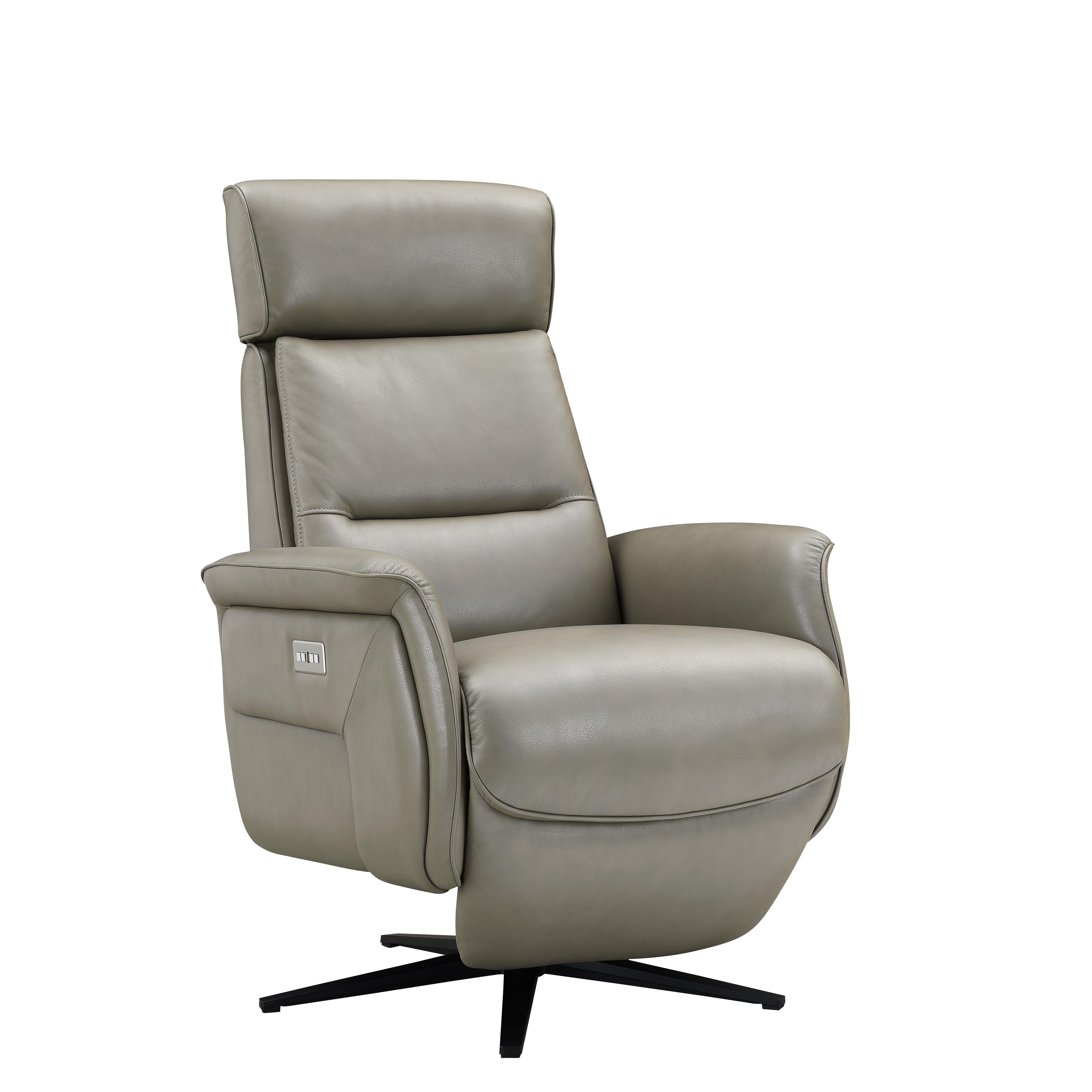 Amax Leather Julius 8002S-10PSB-2376 Power Swivel Recliner with Battery Pack - Concrete IMAGE 2