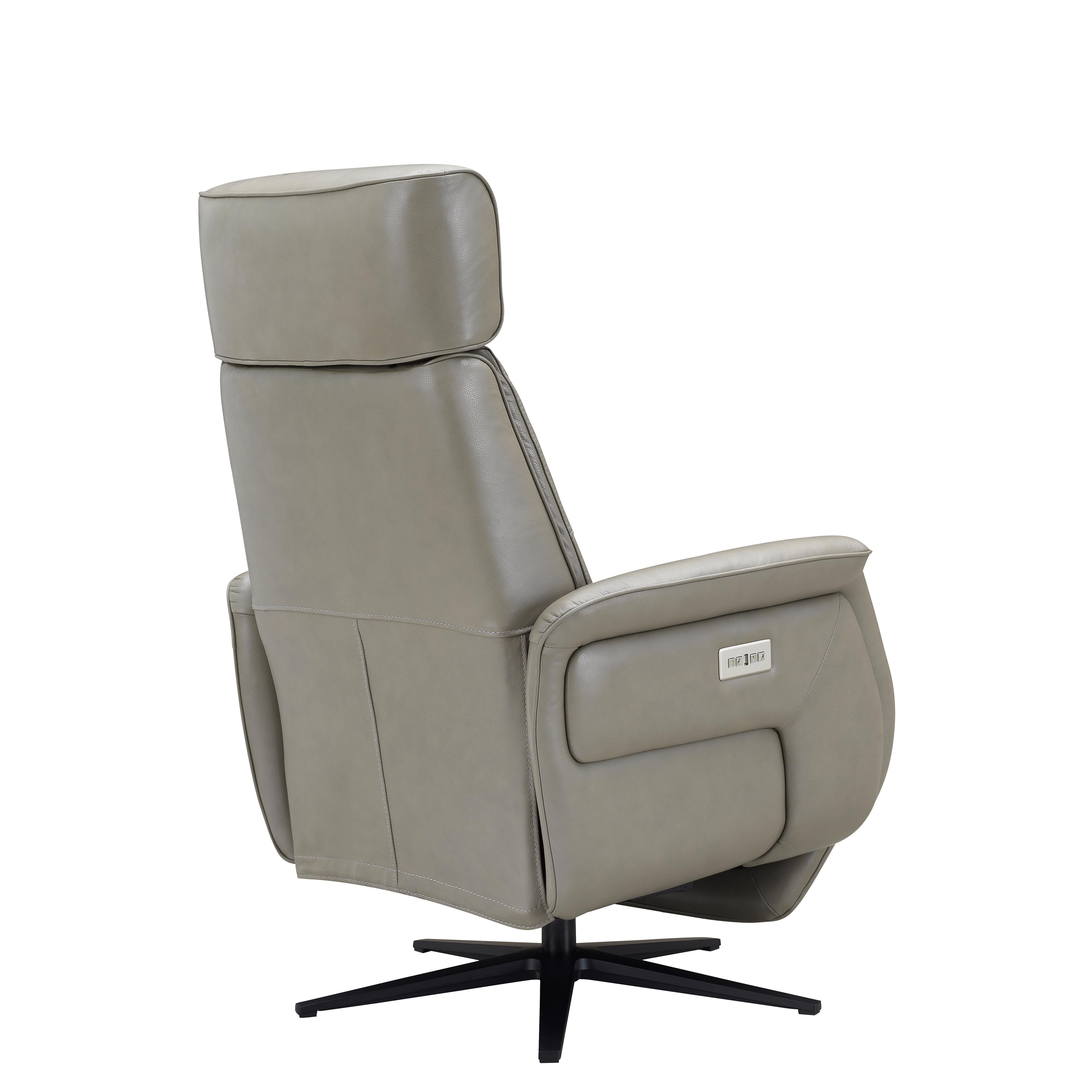 Amax Leather Julius 8002S-10PSB-2376 Power Swivel Recliner with Battery Pack - Concrete IMAGE 4