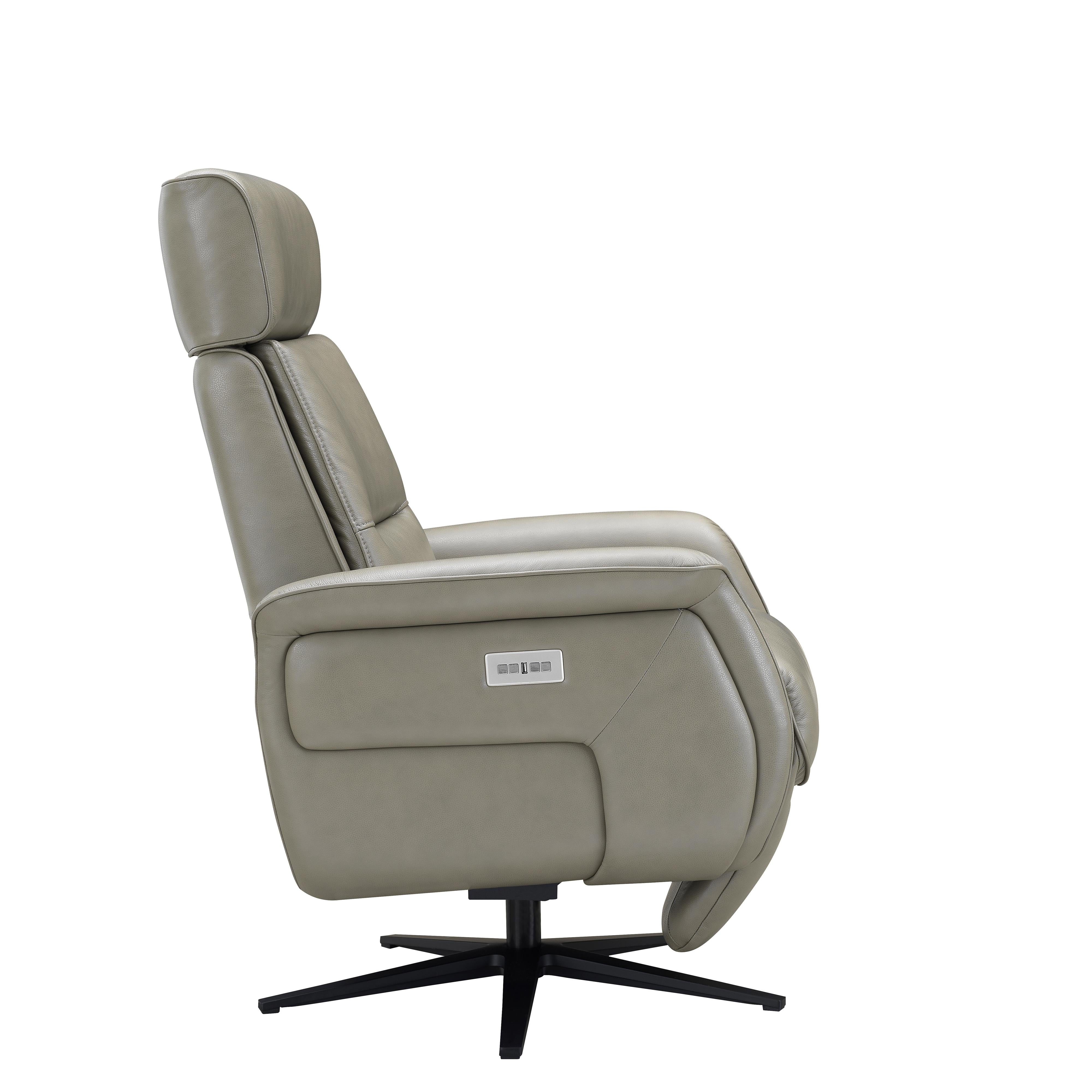 Amax Leather Julius 8002S-10PSB-2376 Power Swivel Recliner with Battery Pack - Concrete IMAGE 5