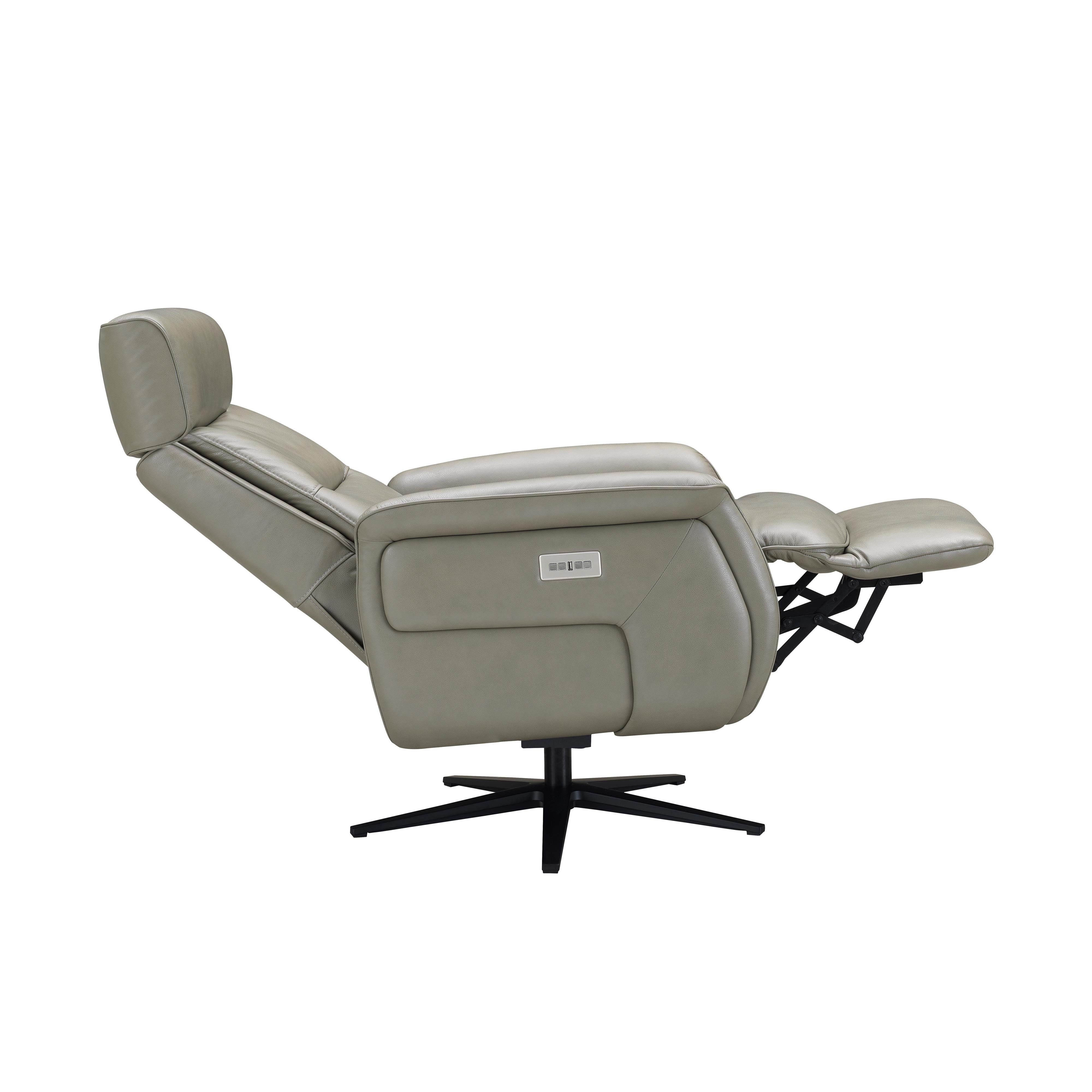 Amax Leather Julius 8002S-10PSB-2376 Power Swivel Recliner with Battery Pack - Concrete IMAGE 6