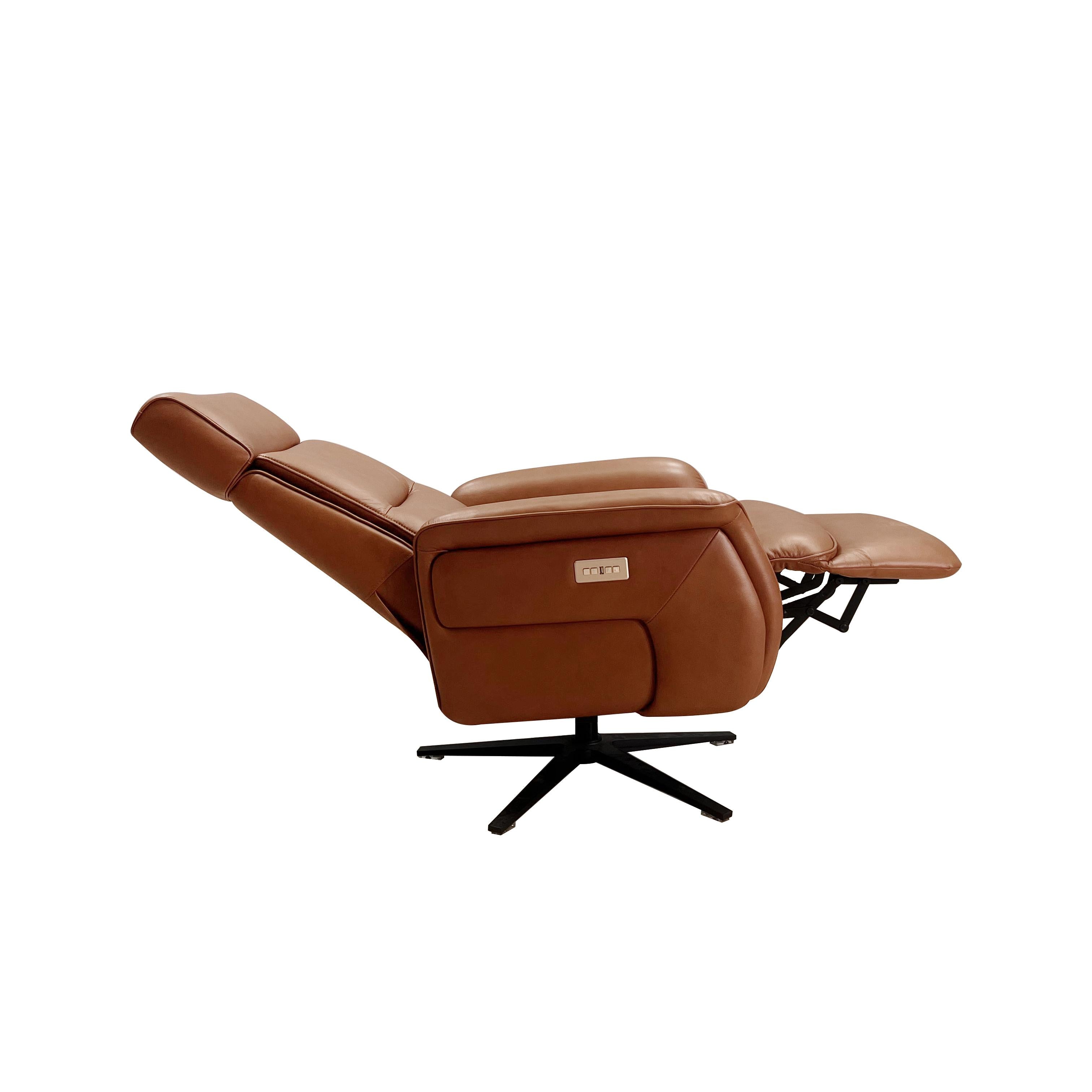 Amax Leather Julius 8002S-10PSB-2362A Power Swivel Recliner with Battery Pack - Nutmeg IMAGE 6