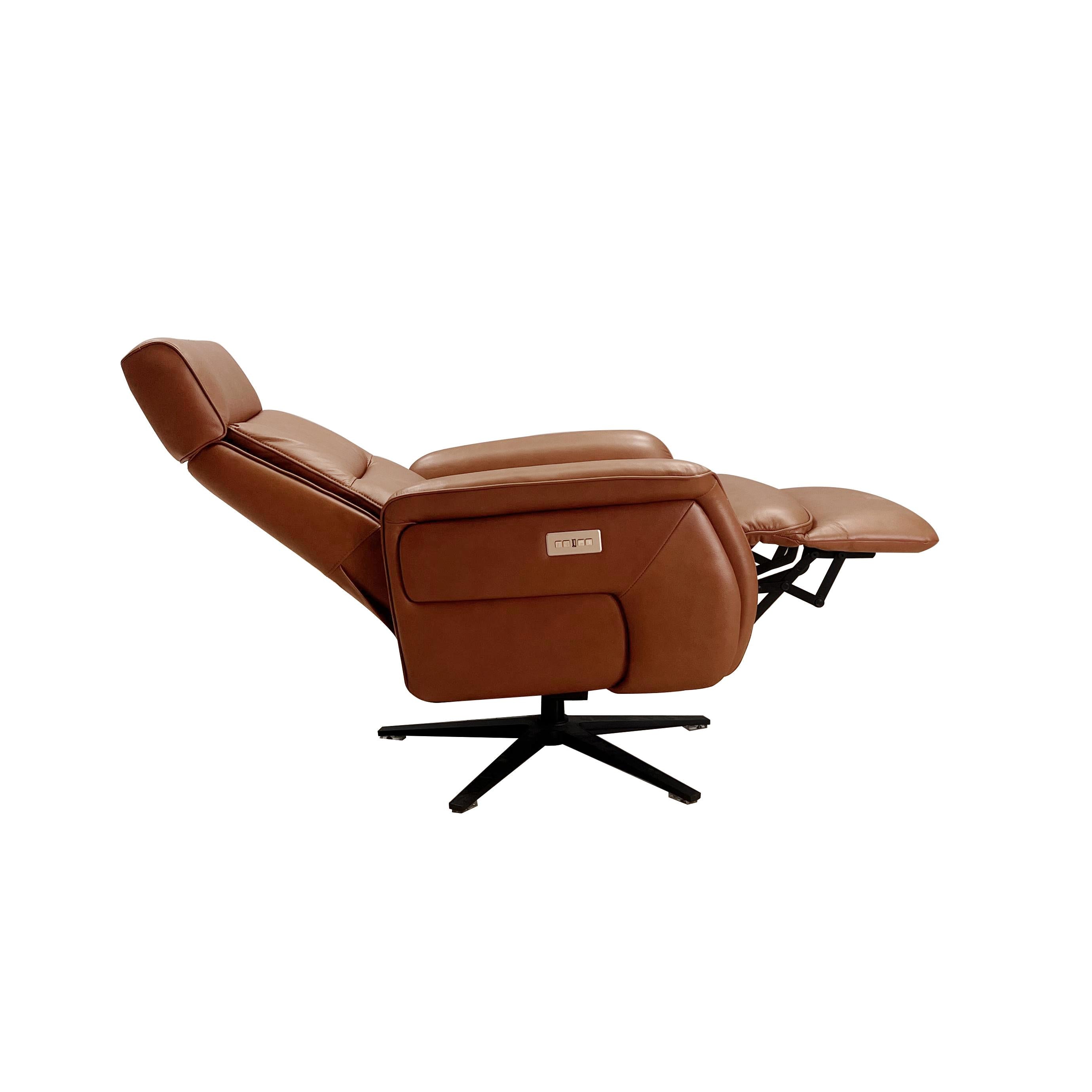 Amax Leather Julius 8002S-10PSB-2362A Power Swivel Recliner with Battery Pack - Nutmeg IMAGE 7