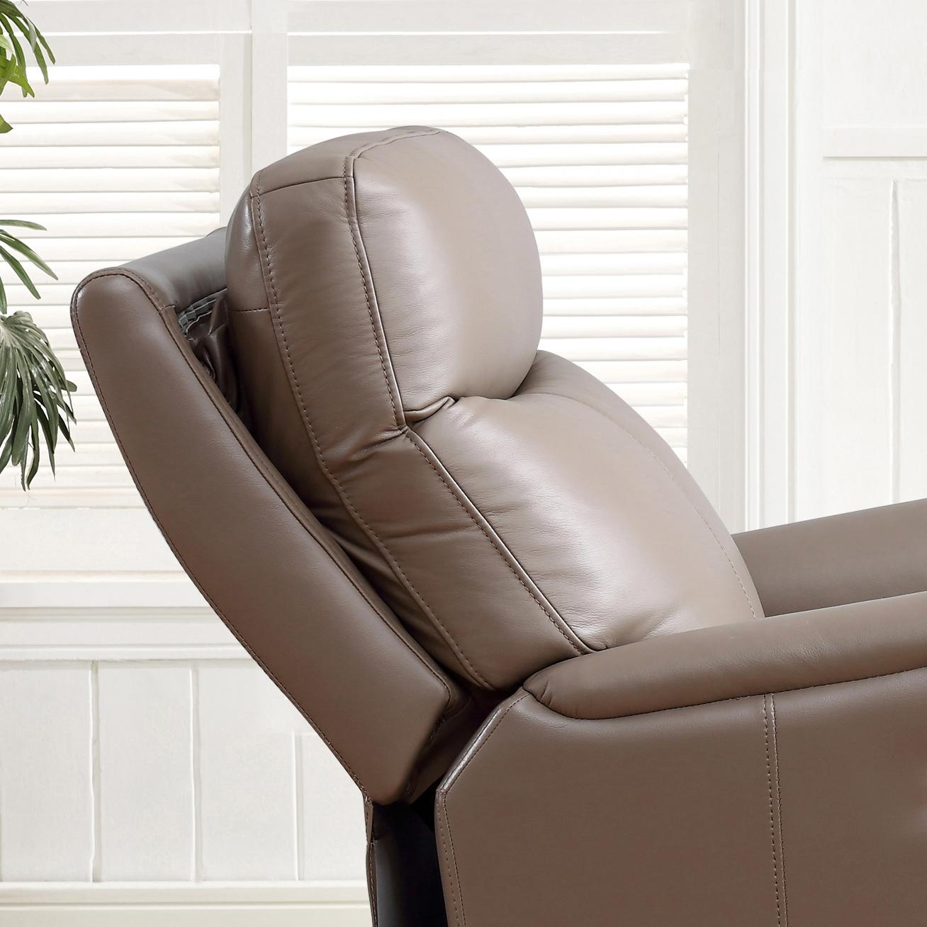 Amax Leather Columbia 6915W-10P2-2518 Wide Power Recliner with Headrest - Taupe IMAGE 14