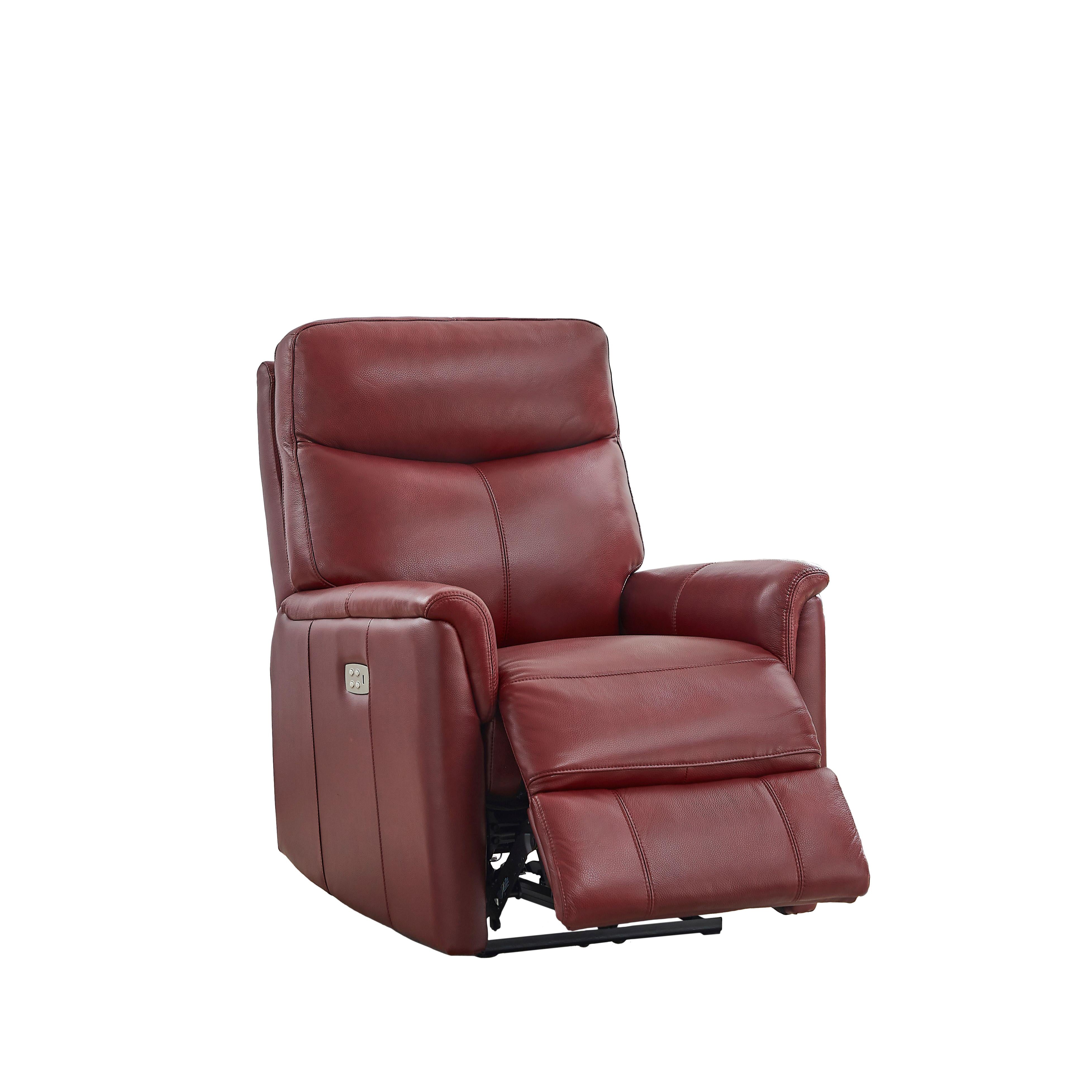 Amax Leather Columbia 6915W-10P2-2169 Wide Power Recliner with Headrest - Cranberry IMAGE 1