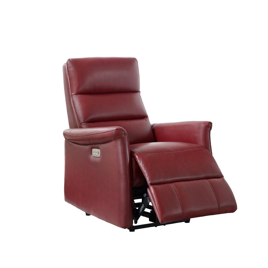 Amax Leather Dante 6610W-10P2-2169 Power Recliner with Headrest - Cranberry IMAGE 1