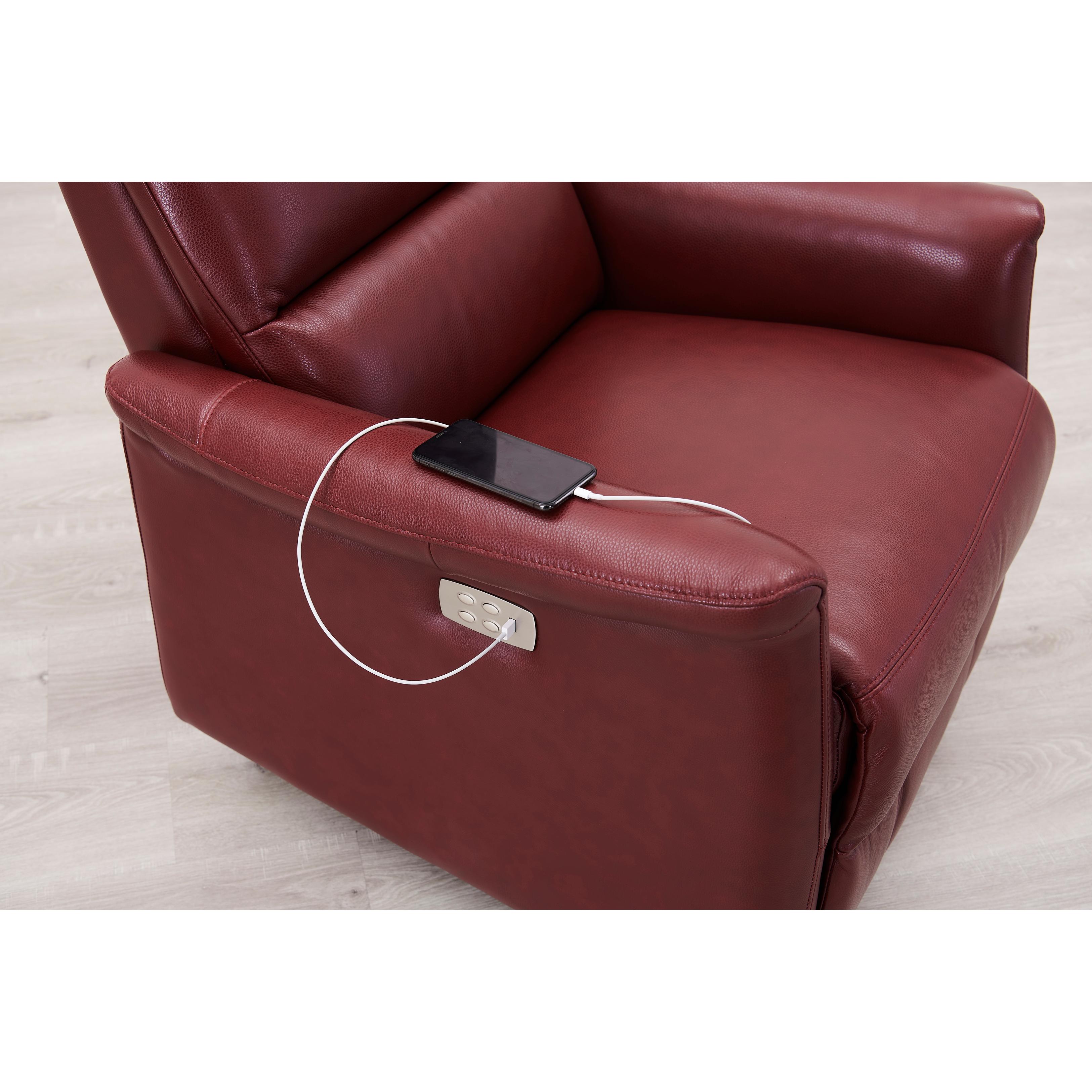 Amax Leather Dante 6610W-10P2-2169 Power Recliner with Headrest - Cranberry IMAGE 9