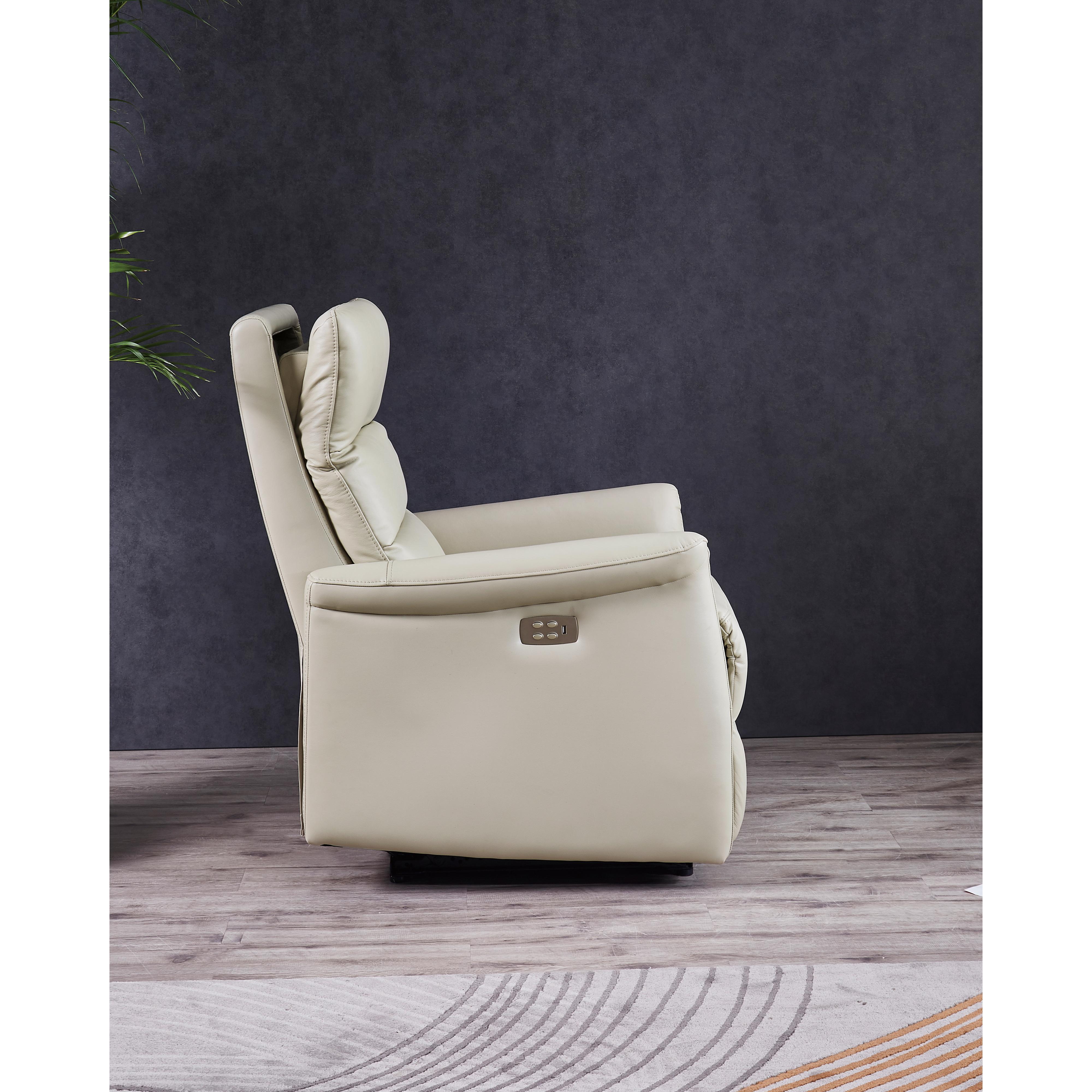 Amax Leather Dante 6610W-10P2-2519 Power Recliner with Headrest - Vanilla IMAGE 6
