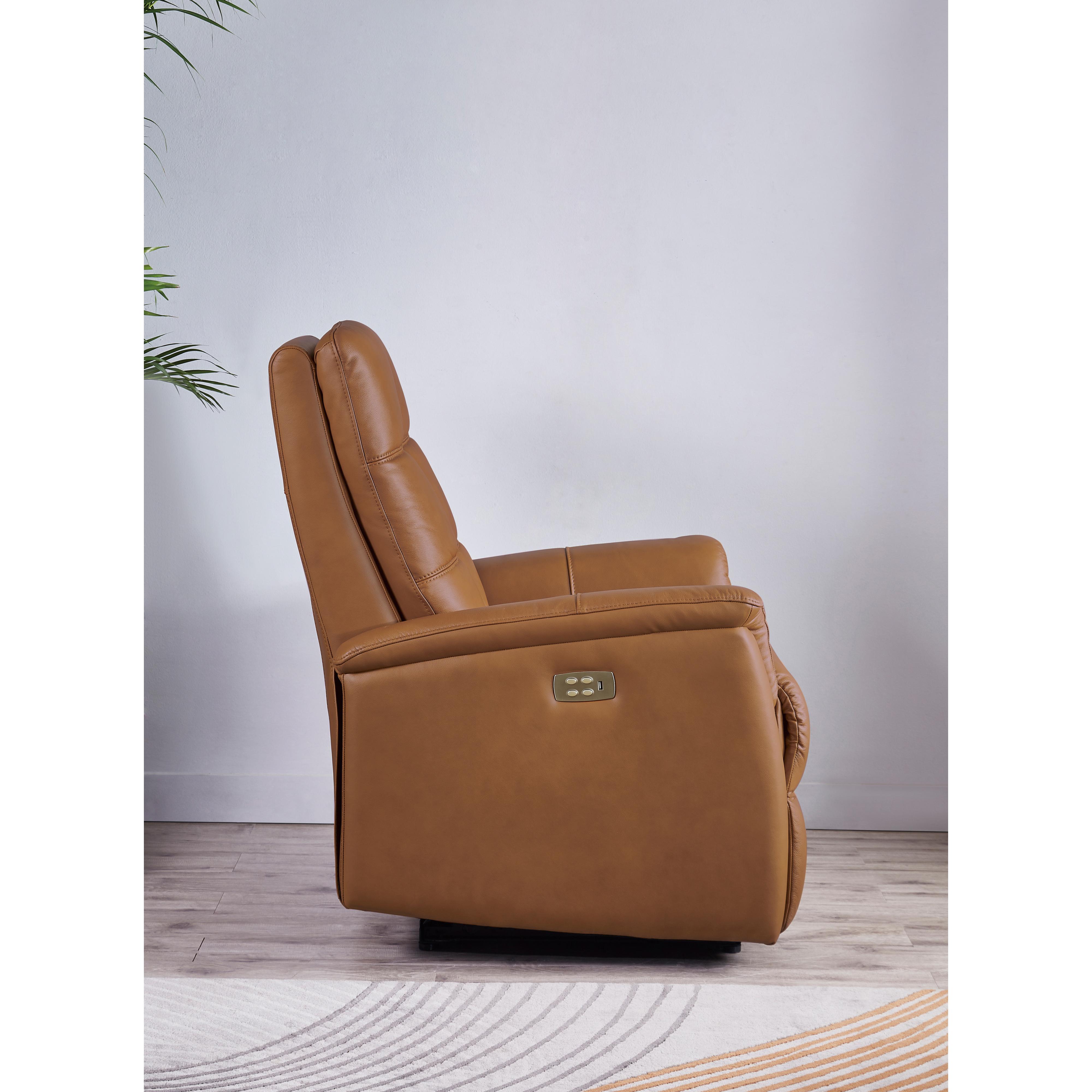 Amax Leather Benson 6673W-10P2-2523 Power Recliner with Headrest - Cognac IMAGE 5