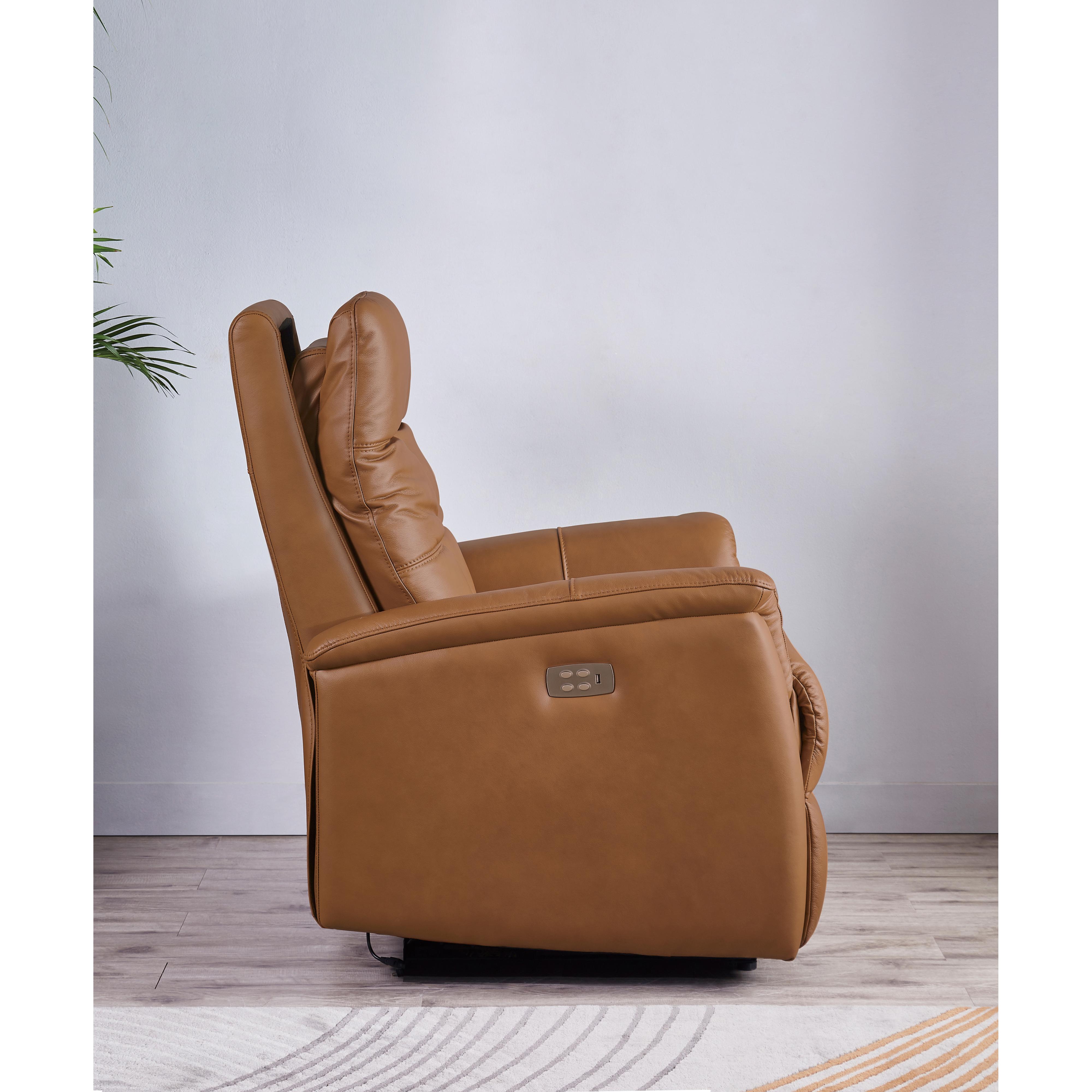 Amax Leather Benson 6673W-10P2-2523 Power Recliner with Headrest - Cognac IMAGE 6