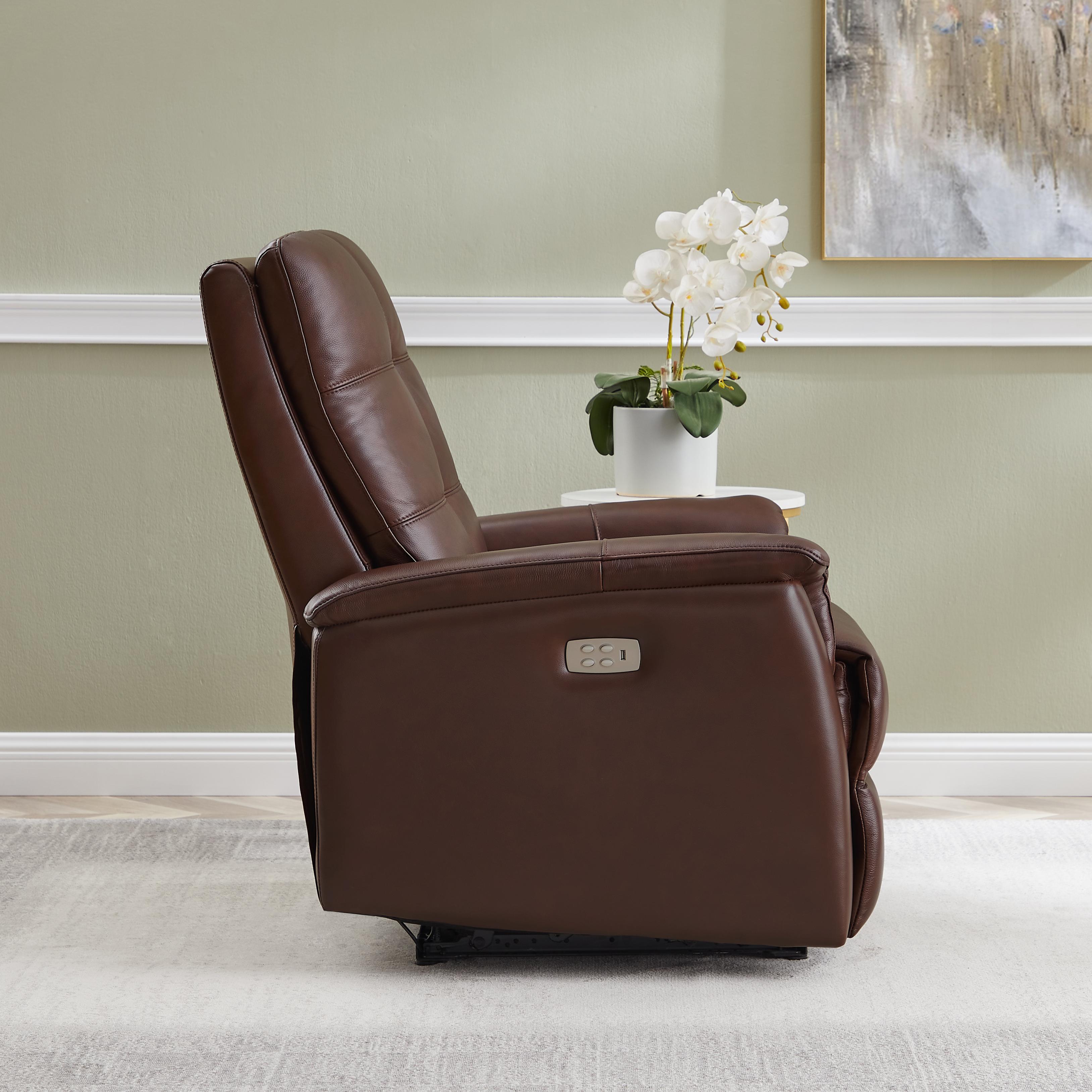 Amax Leather Benson 6673W-10P2-2372 Power Recliner with Headrest - Raisin IMAGE 7