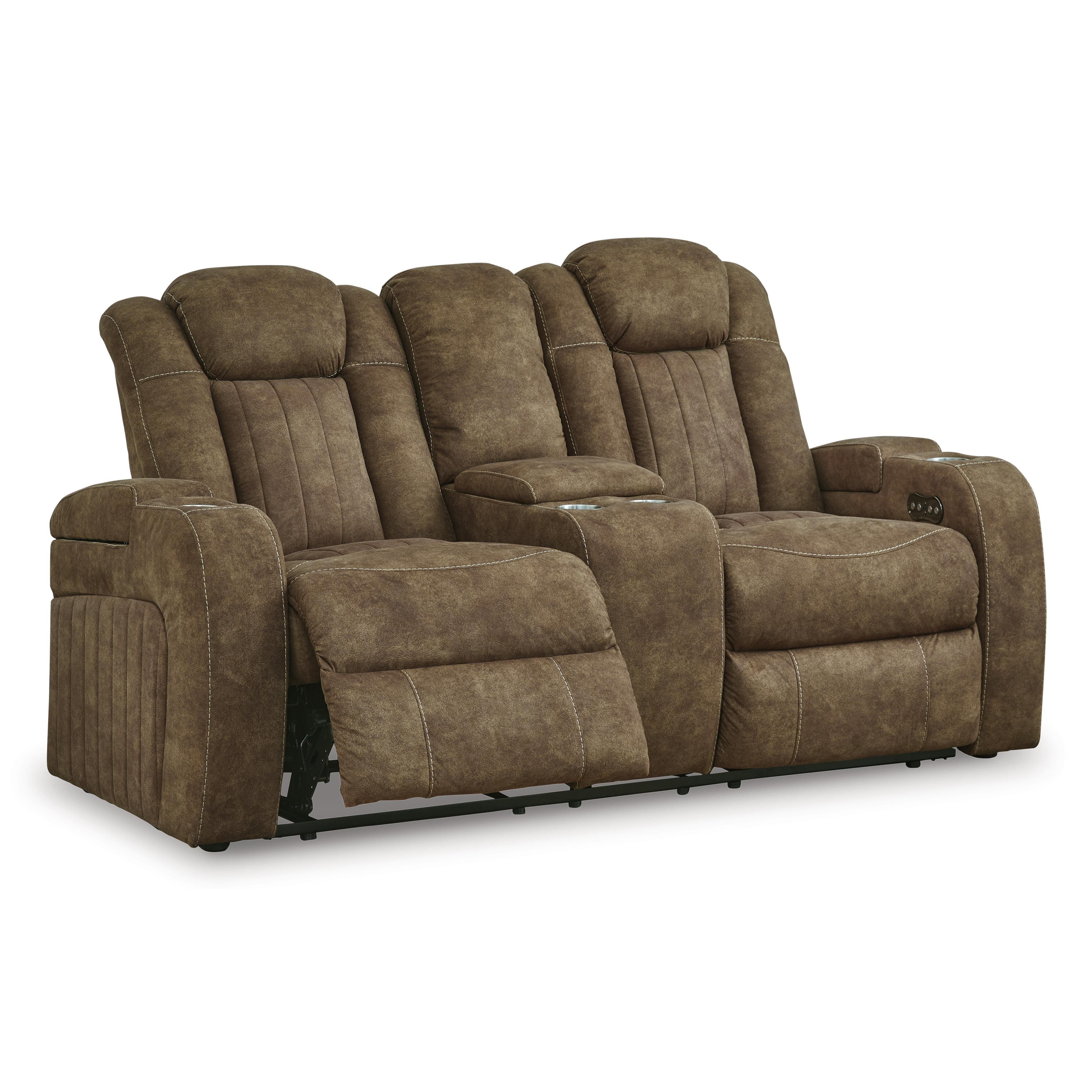 Signature Design by Ashley Wolfridge 6070318 Power Reclining Loveseat with Console and Adjustable Headrest IMAGE 2