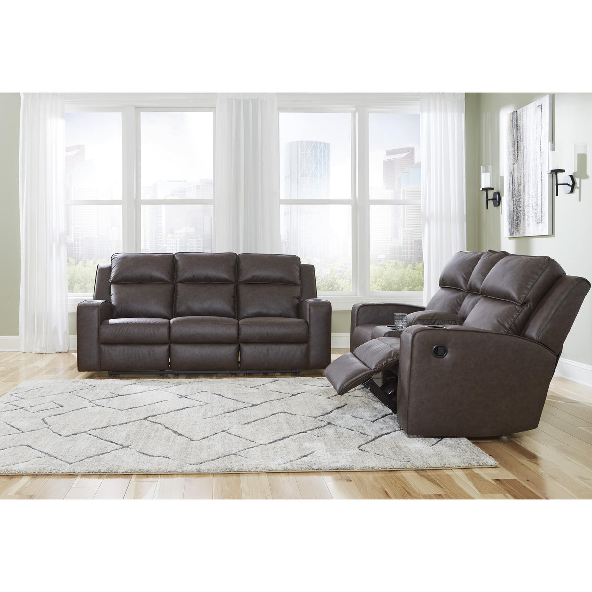 Signature Design by Ashley Lavenhorne 6330689 Reclining Sofa with Drop Down Table IMAGE 14