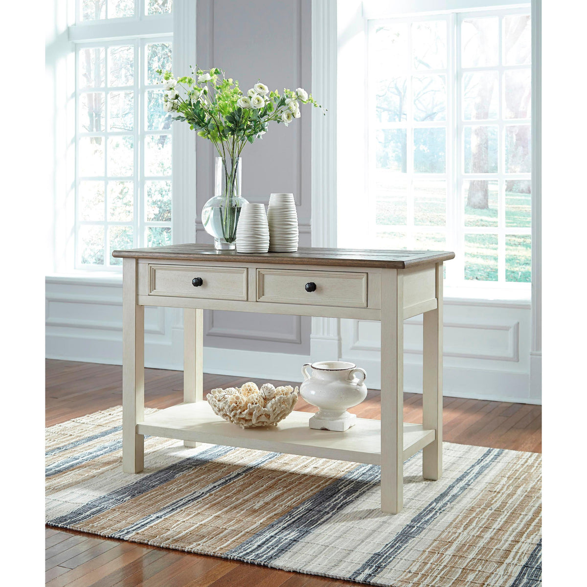 Signature Design by Ashley Bolanburg T637T4 Coffee Table and 2 Chairside End Tables with Console IMAGE 3