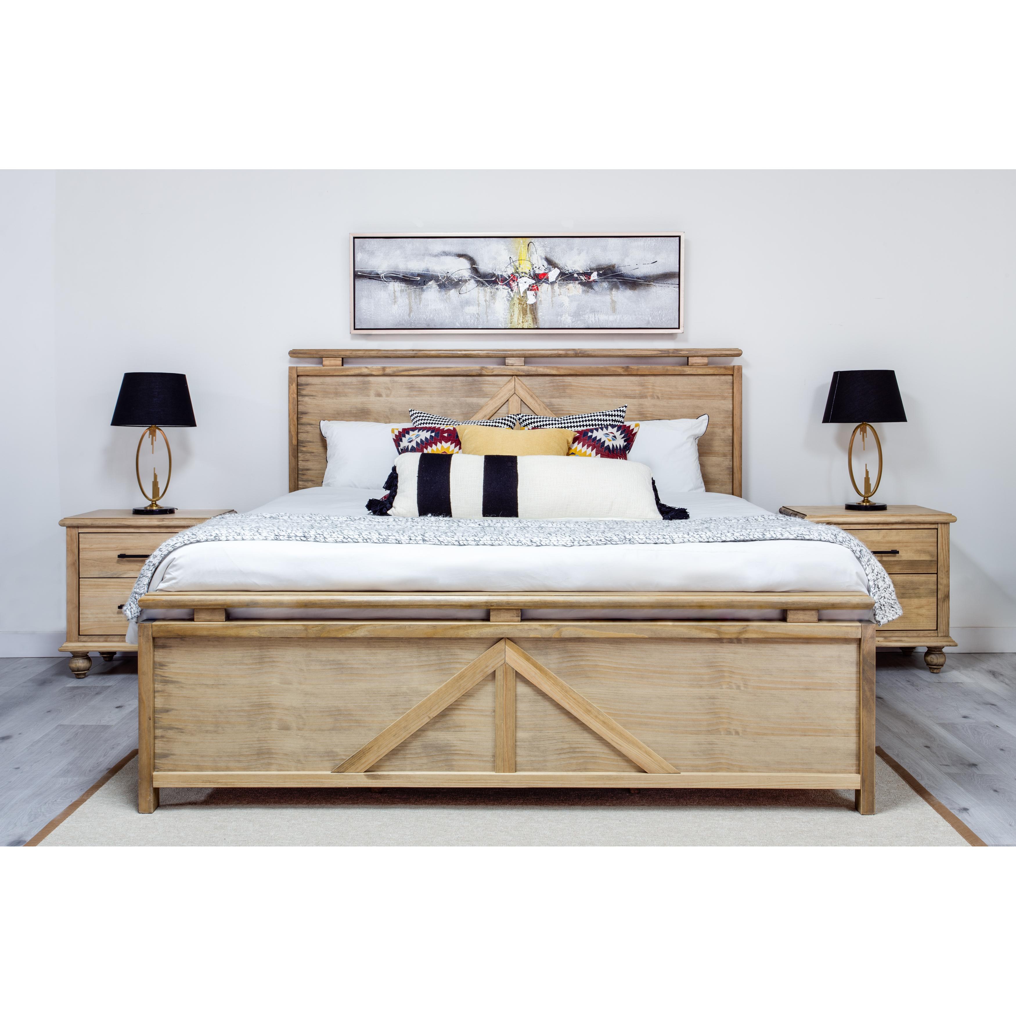 Mako Solid Wood Furniture Victoria 8300-Q Queen Panel Bed IMAGE 1