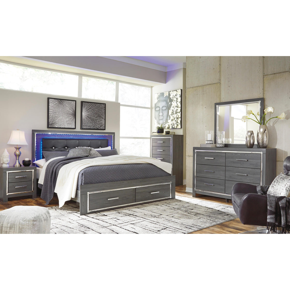 Signature Design by Ashley Lodanna B214B13 King Panel Bed with 2 Storage Drawers IMAGE 13