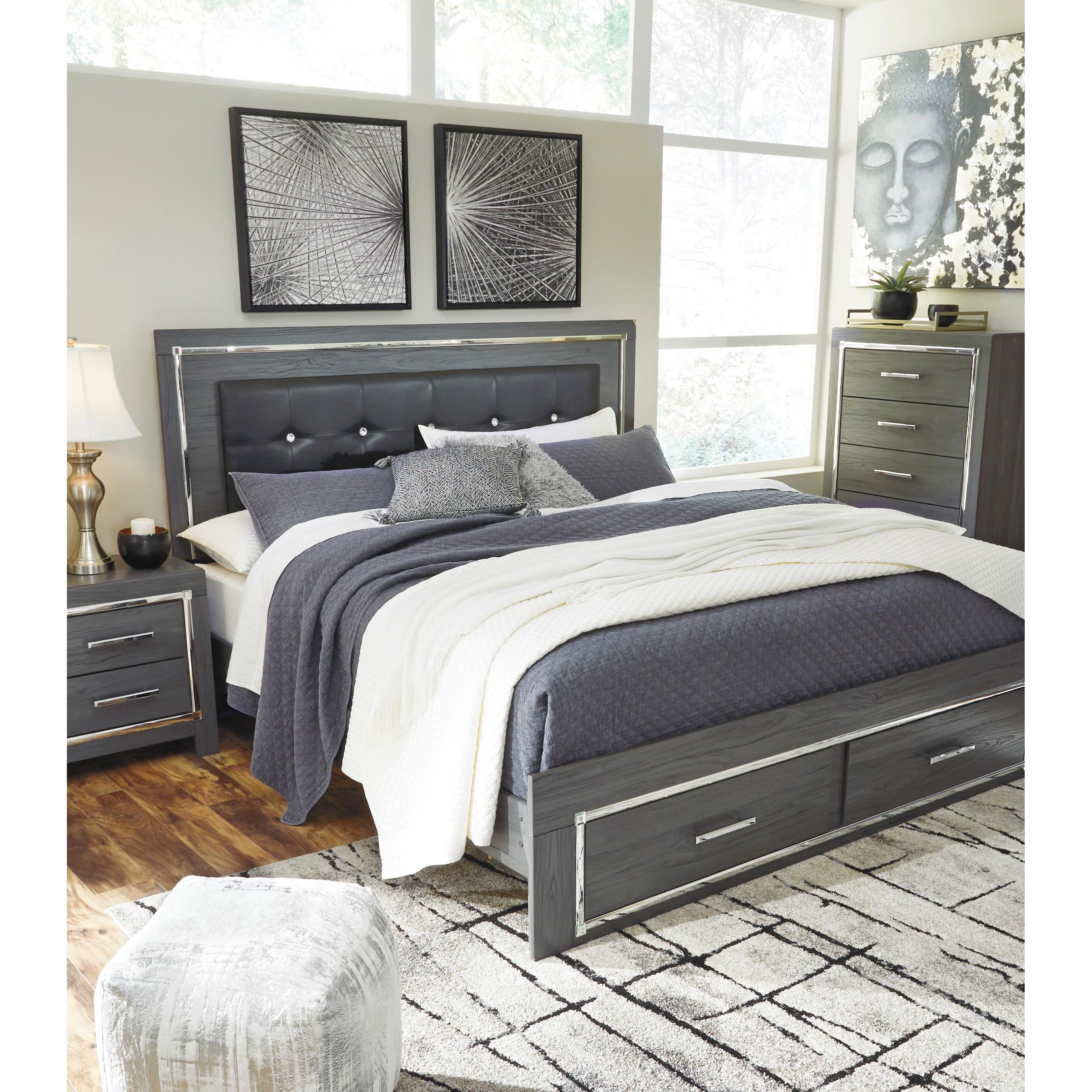 Signature Design by Ashley Lodanna B214B13 King Panel Bed with 2 Storage Drawers IMAGE 9