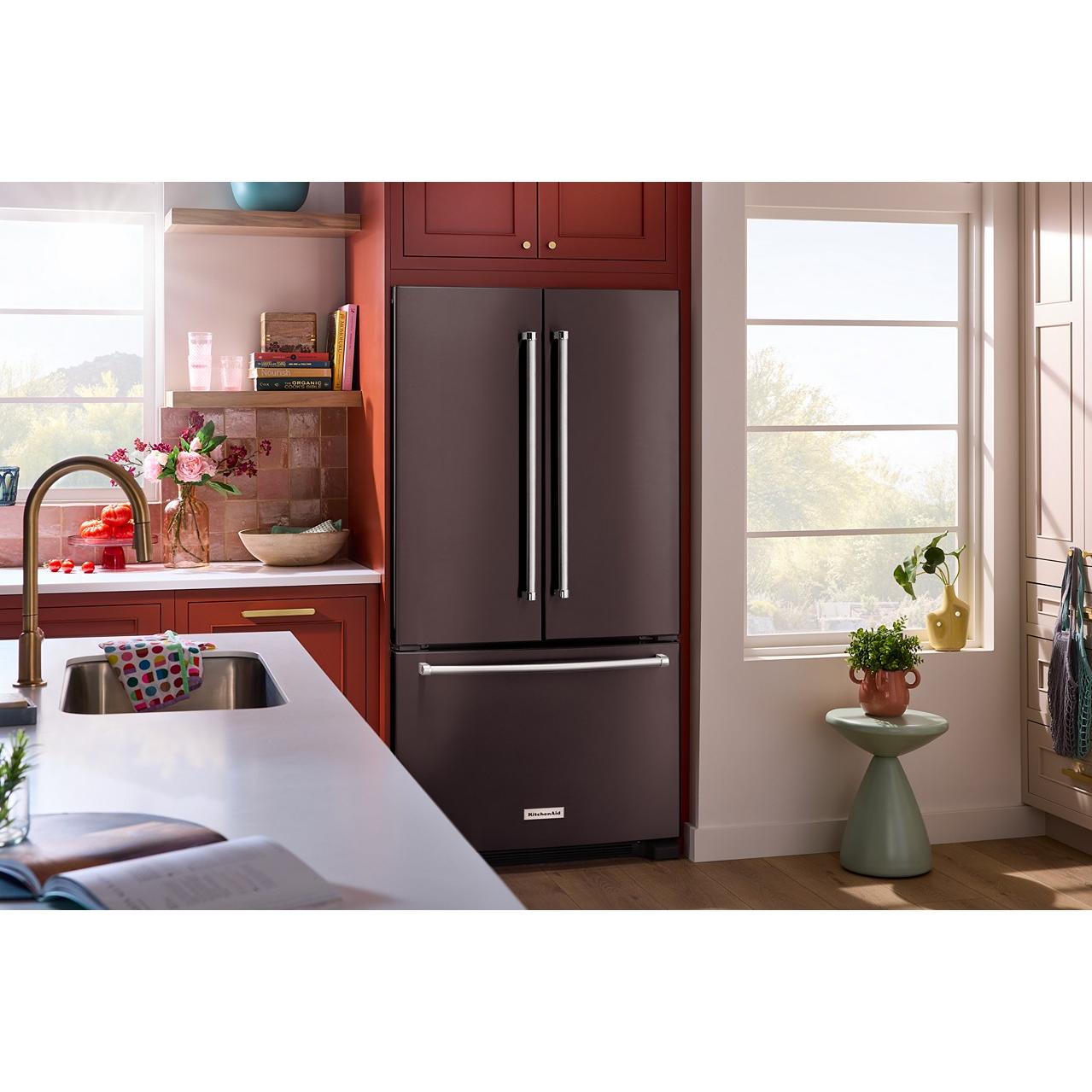 KitchenAid 36-inch, 20 cu. ft. Counter-Depth French 3-Door Refrigerator with Water Dispenser KRFC136RBS IMAGE 12