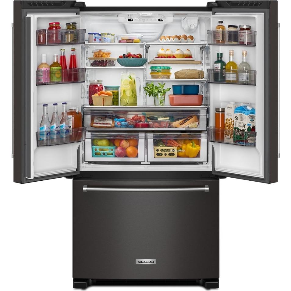 KitchenAid 36-inch, 20 cu. ft. Counter-Depth French 3-Door Refrigerator with Water Dispenser KRFC136RBS IMAGE 2