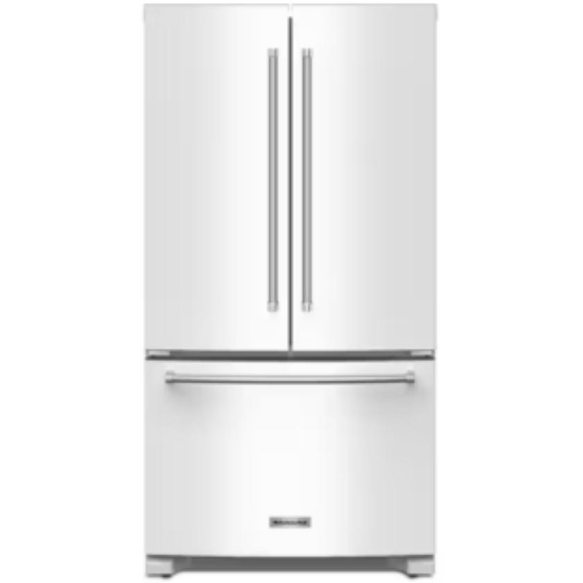 KitchenAid 36-inch, 20 cu. ft. Counter-Depth French 3-Door Refrigerator with Water Dispenser KRFC136RWH IMAGE 1