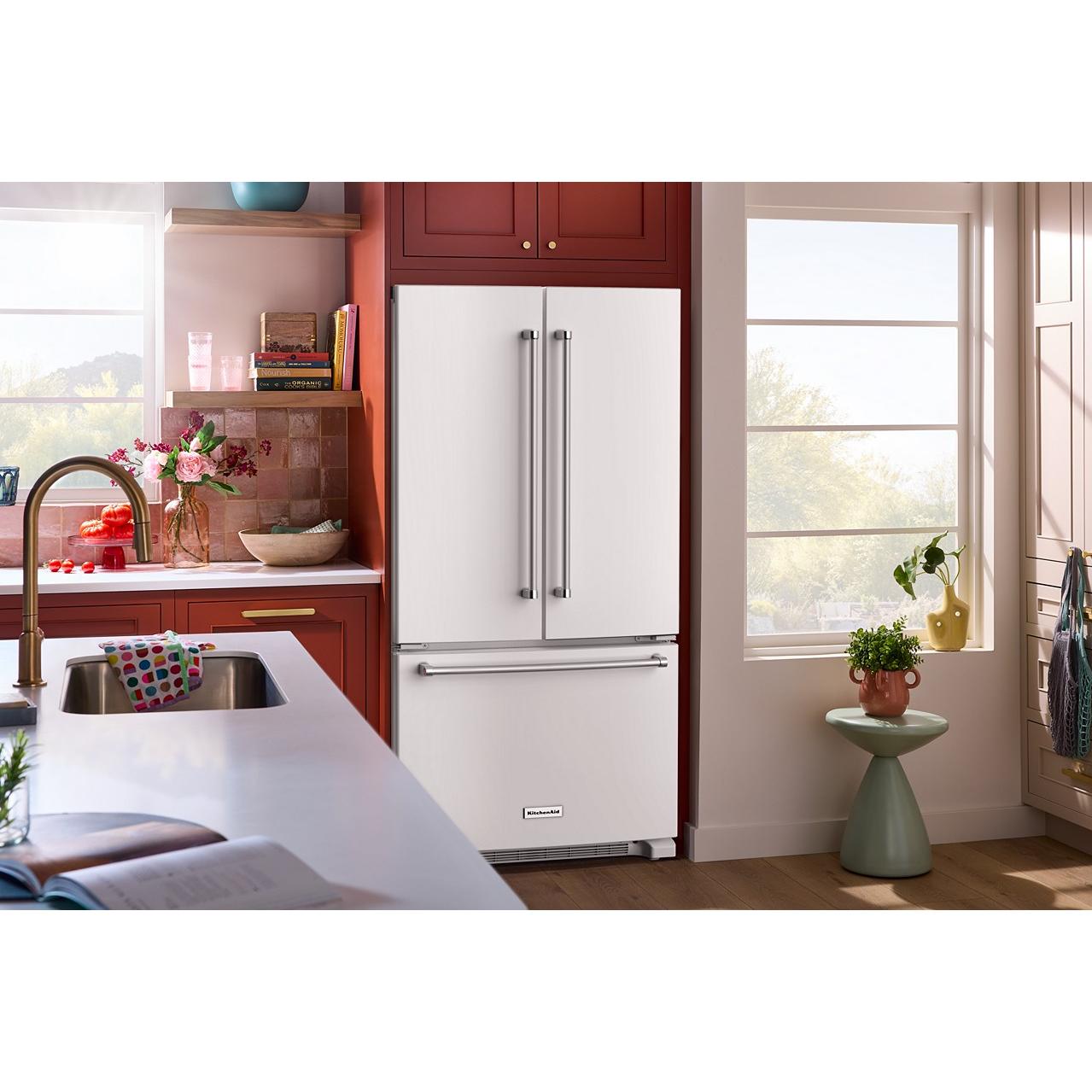 KitchenAid 36-inch, 20 cu. ft. Counter-Depth French 3-Door Refrigerator with Water Dispenser KRFC136RWH IMAGE 11
