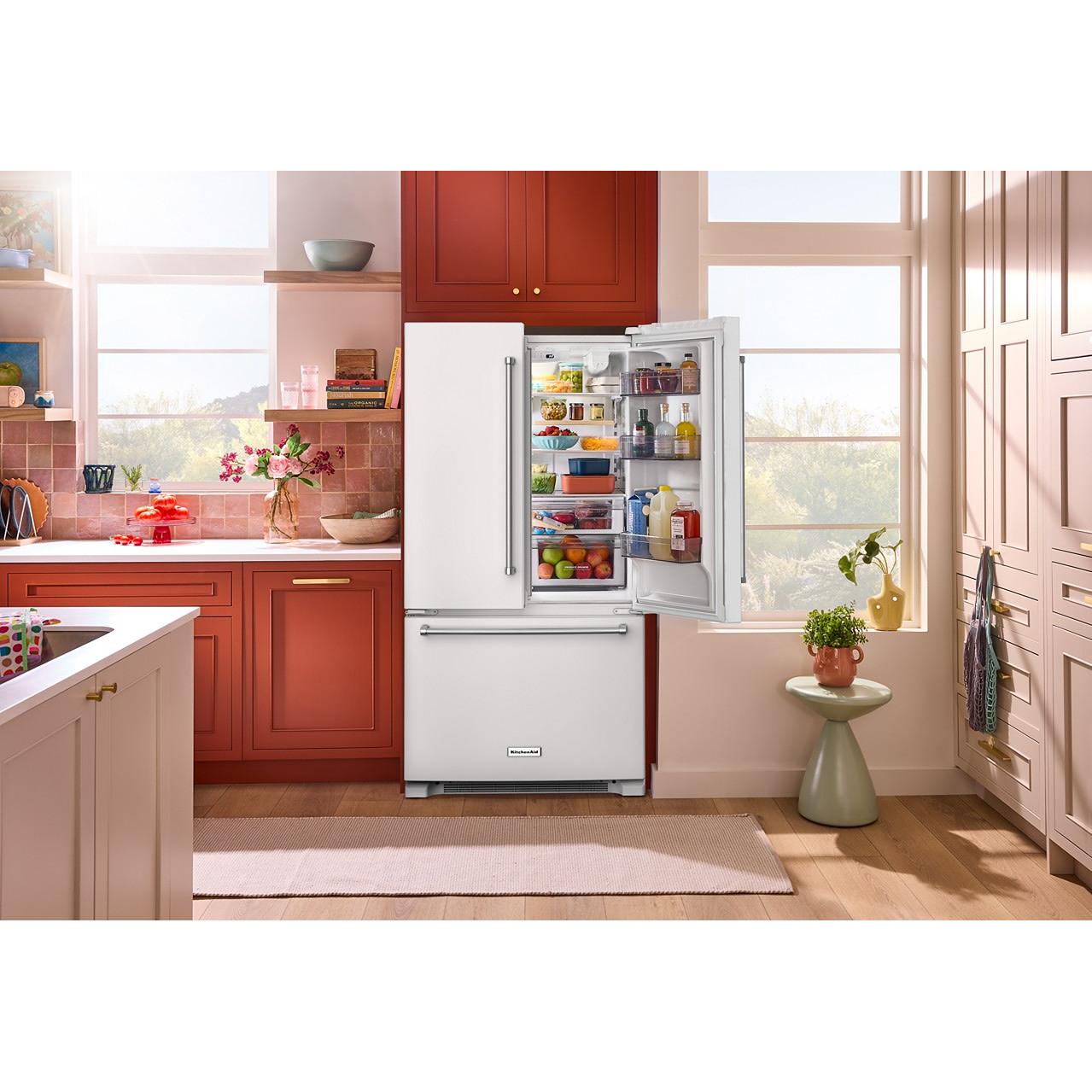KitchenAid 36-inch, 20 cu. ft. Counter-Depth French 3-Door Refrigerator with Water Dispenser KRFC136RWH IMAGE 12