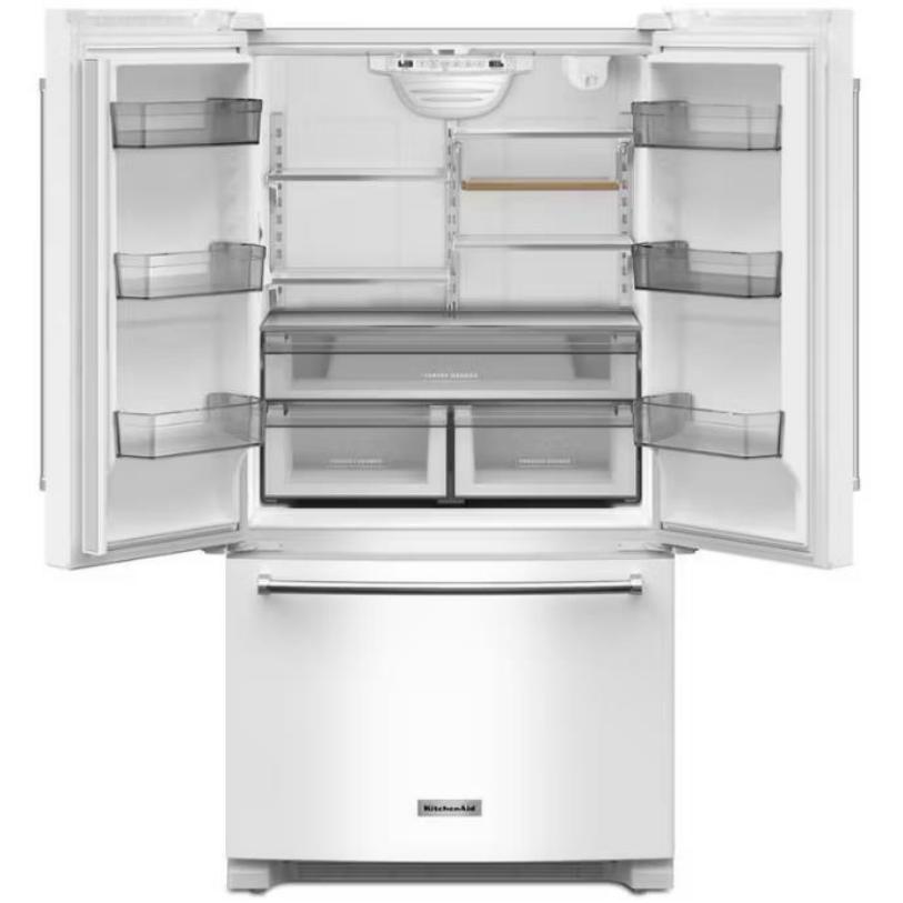 KitchenAid 36-inch, 20 cu. ft. Counter-Depth French 3-Door Refrigerator with Water Dispenser KRFC136RWH IMAGE 3