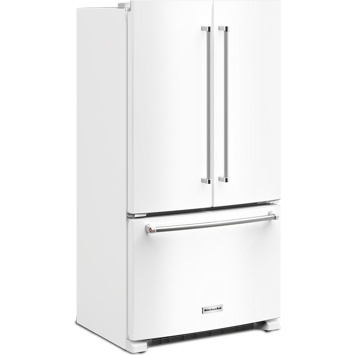 KitchenAid 36-inch, 20 cu. ft. Counter-Depth French 3-Door Refrigerator with Water Dispenser KRFC136RWH IMAGE 4