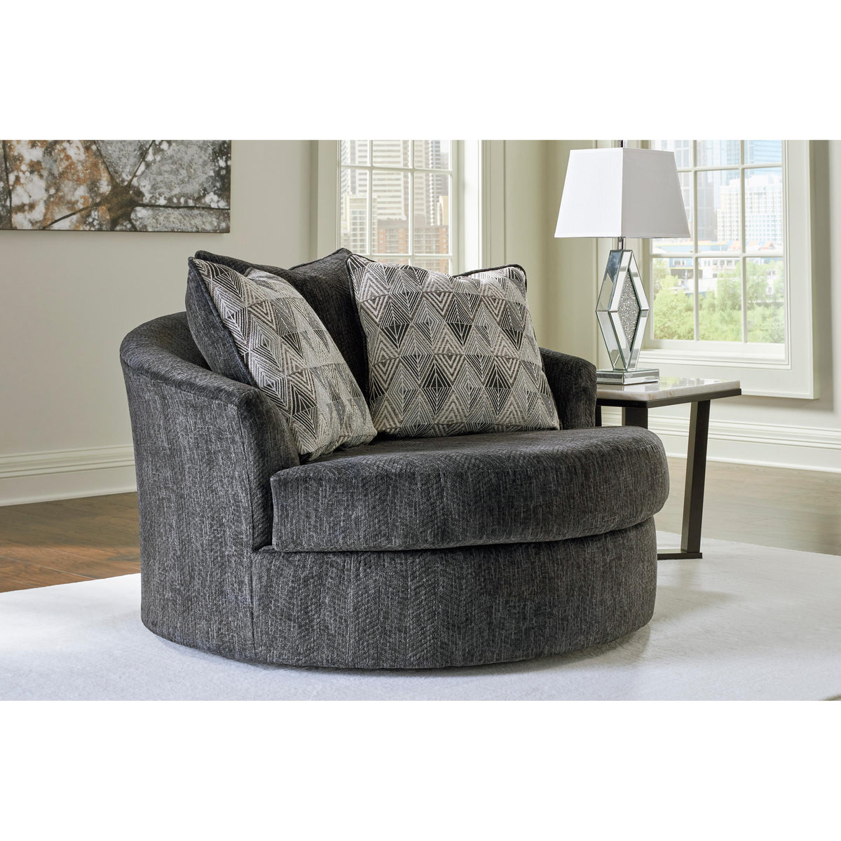 Signature Design by Ashley Biddeford 35504U1 Oversized Swivel Chair and Ottoman IMAGE 2