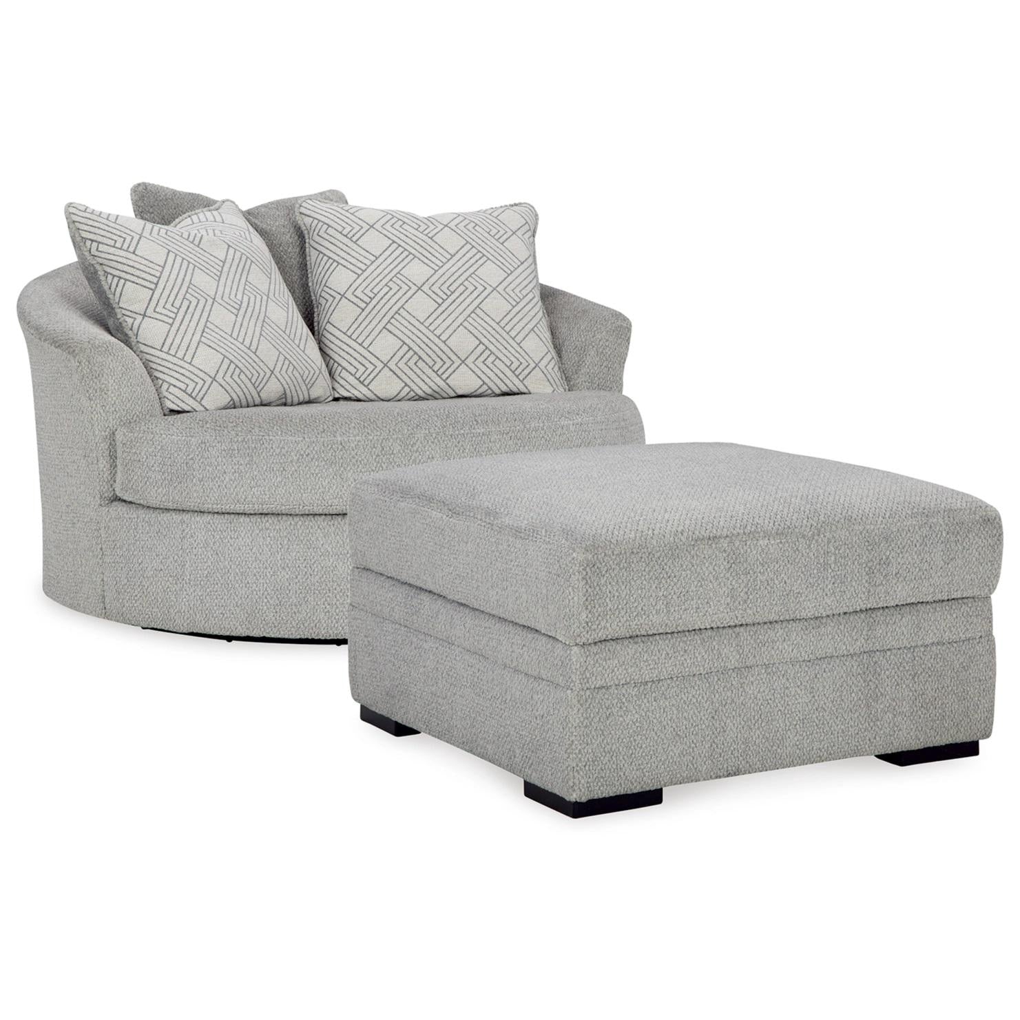 Signature Design by Ashley Casselbury 52906U1 Oversized Swivel Chair and Ottoman IMAGE 1